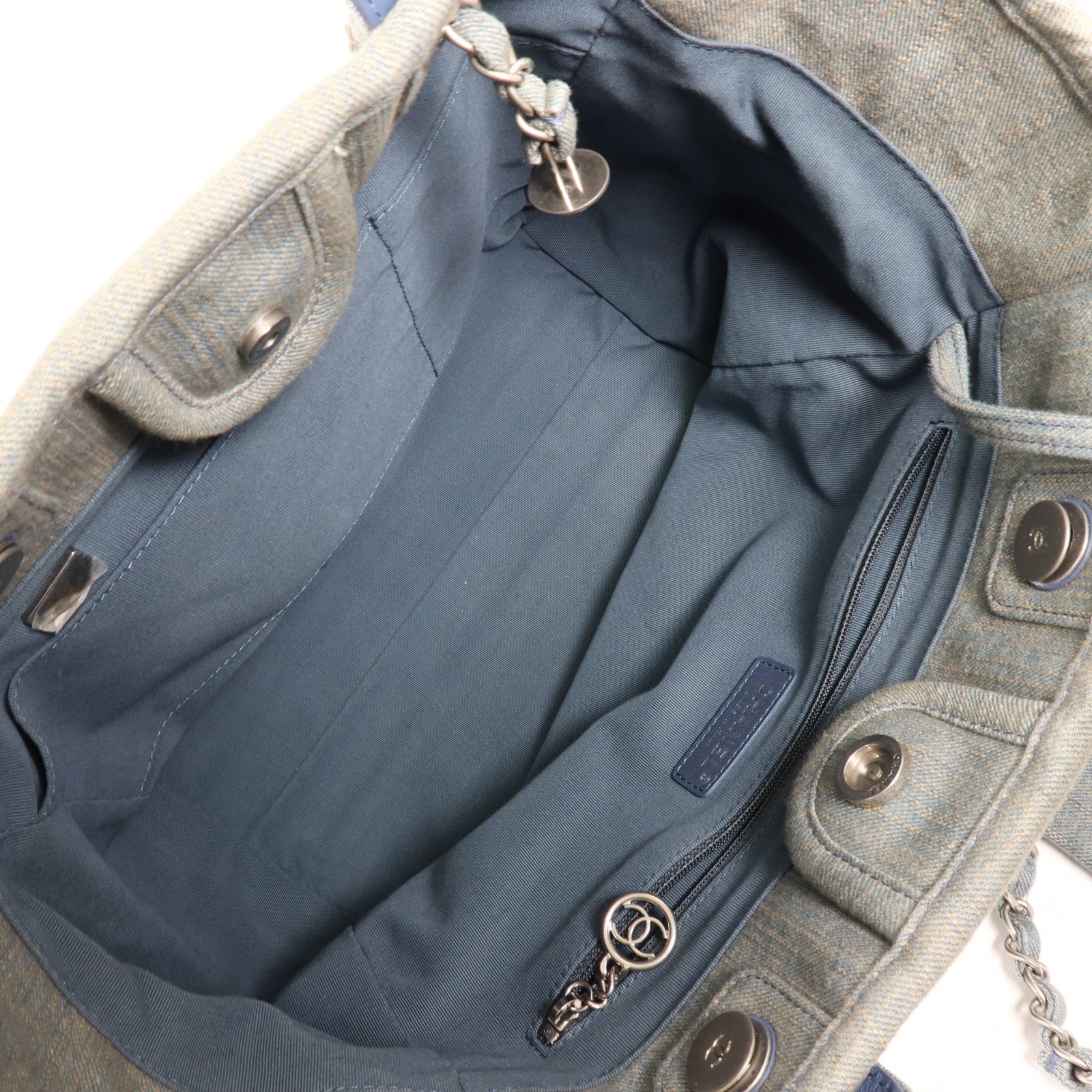 CHANEL 牛仔布Deauville Tote Small銀扣手挽肩背兩用袋