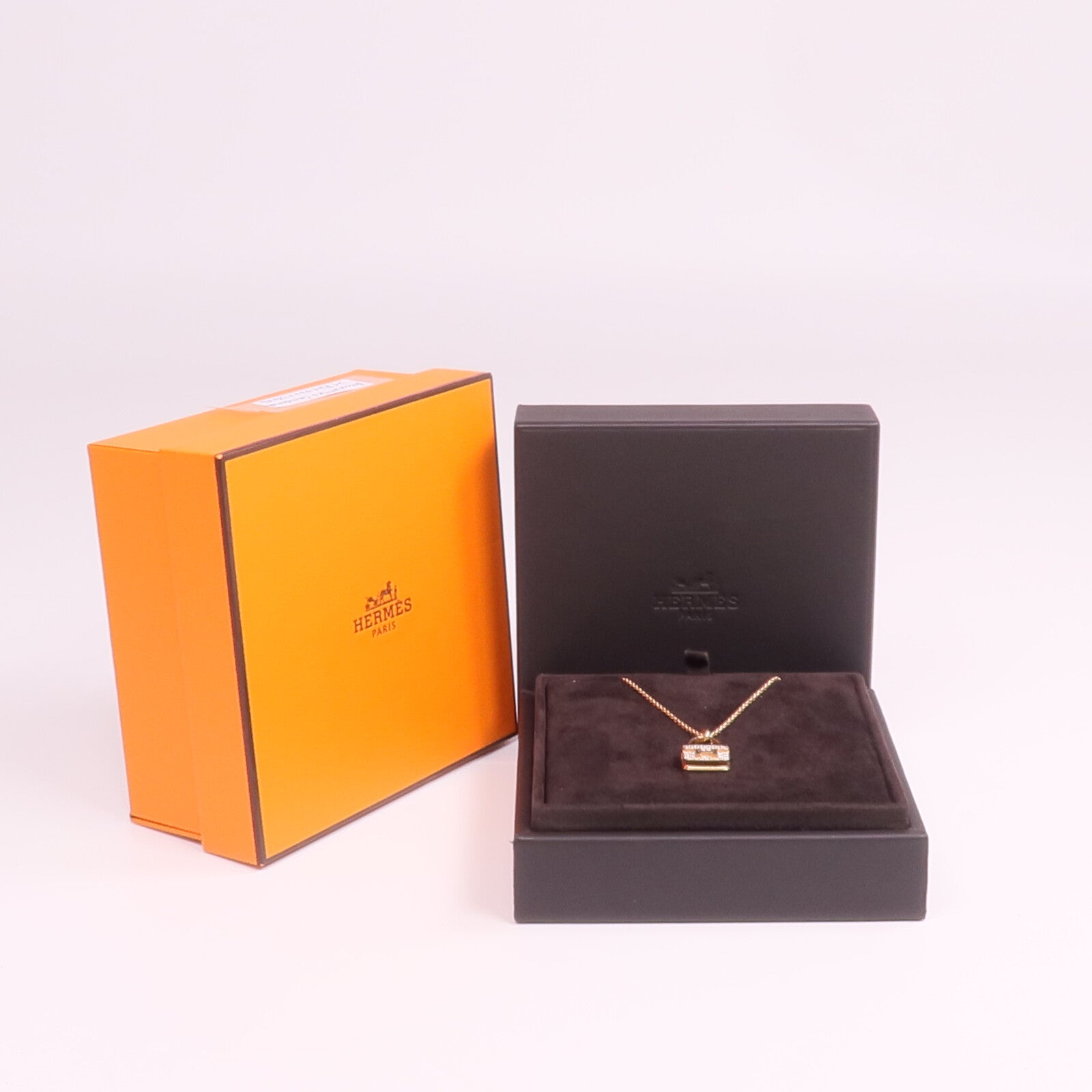 HERMES 18K玫瑰金Amulettes Constance Pendant鑽石項鍊