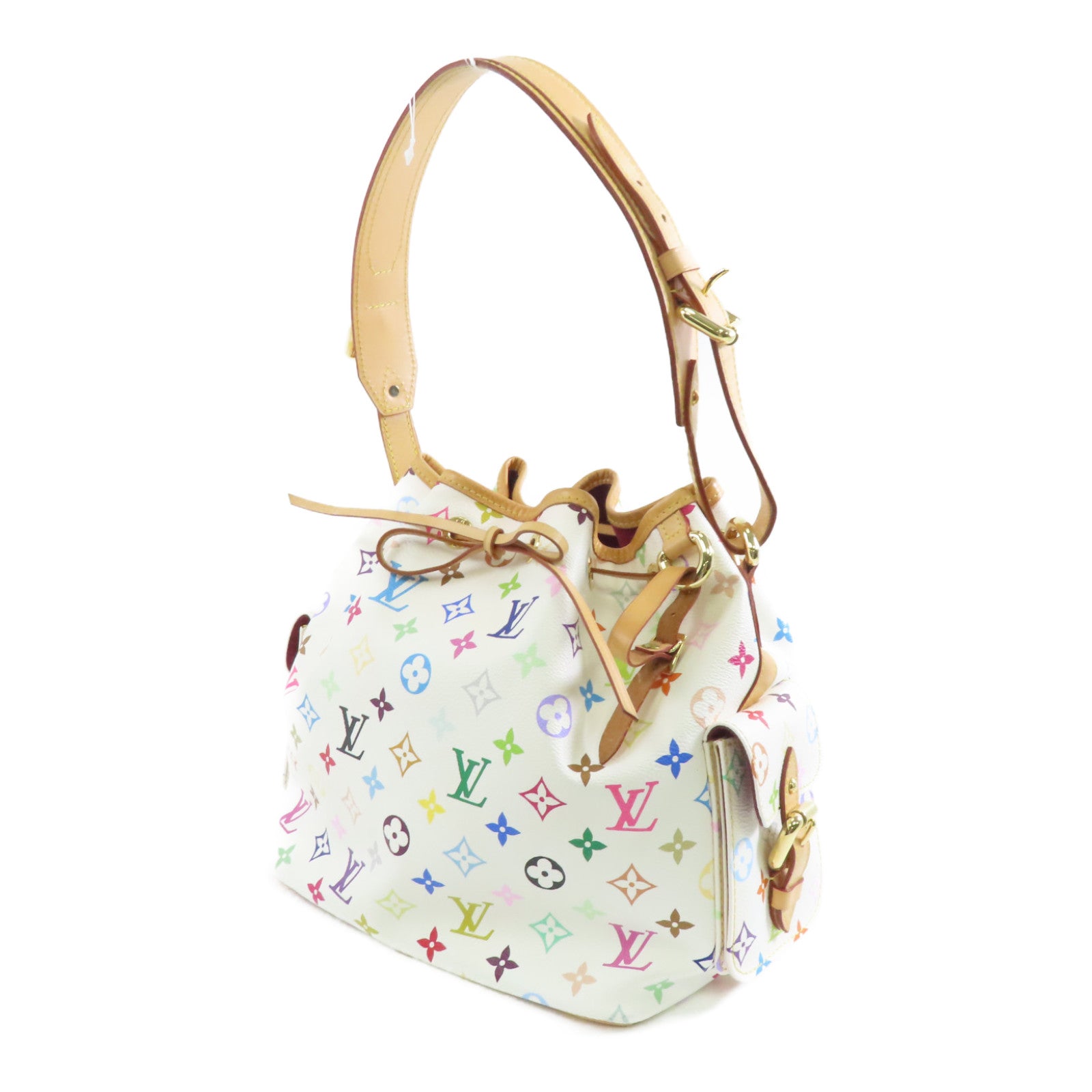 LOUIS VUITTON Monogram Multicolore Petit Noe金扣肩背袋白色/彩色
