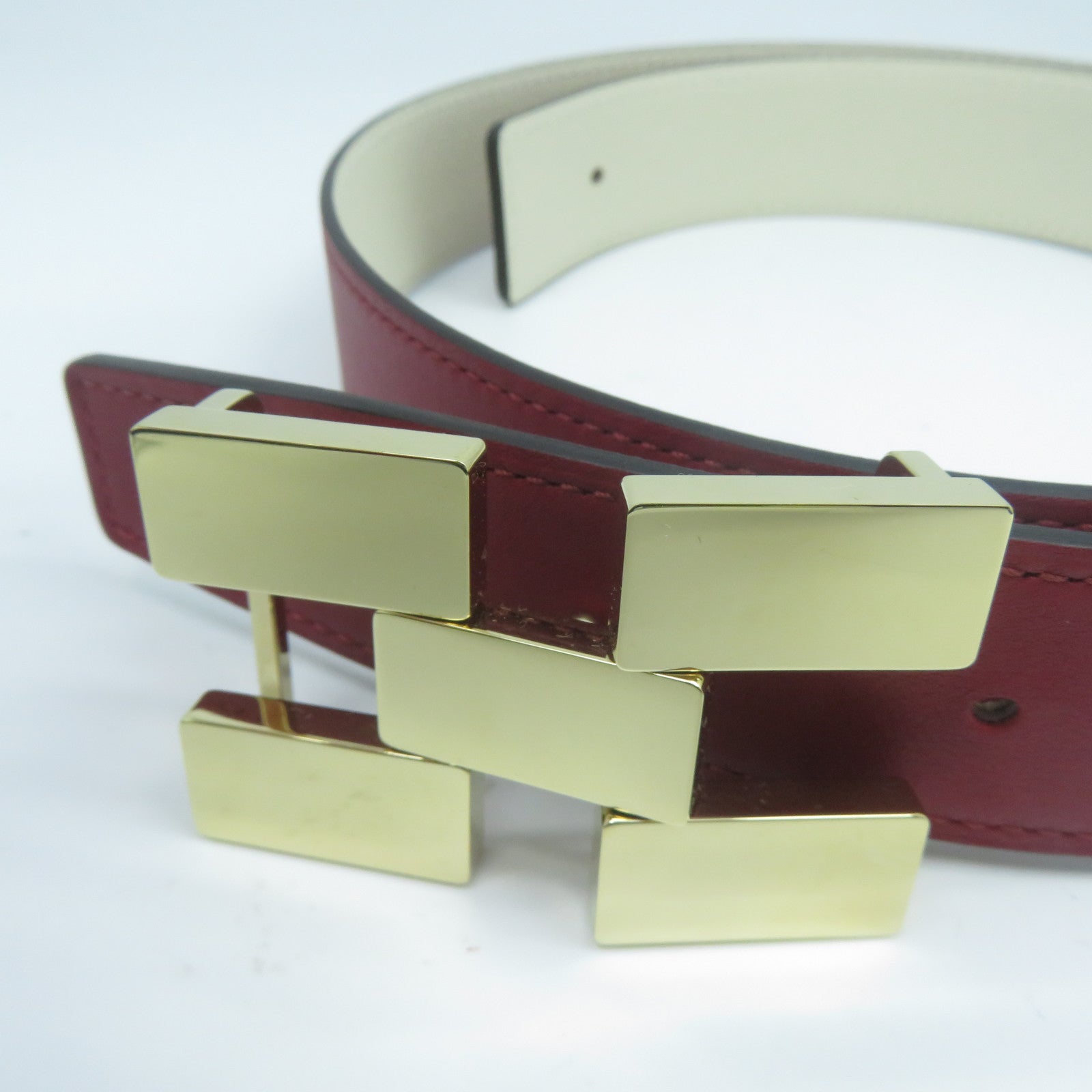 HERMES **【激減優惠】Epsom皮革Belt 85cm金扣皮帶紅色