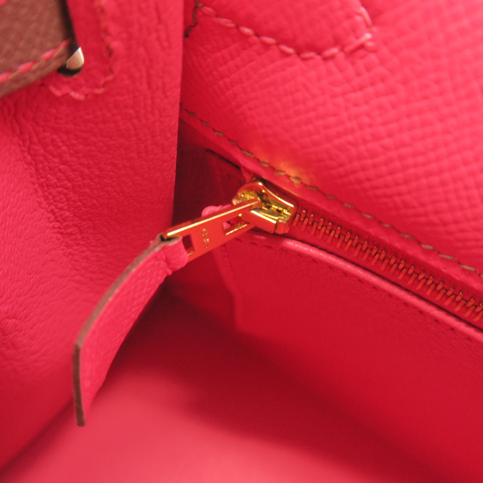 HERMES Epsom Leather Kelly 25 Gold Buckle Handle Shoulder Bag Rhododendron Pink/Grey