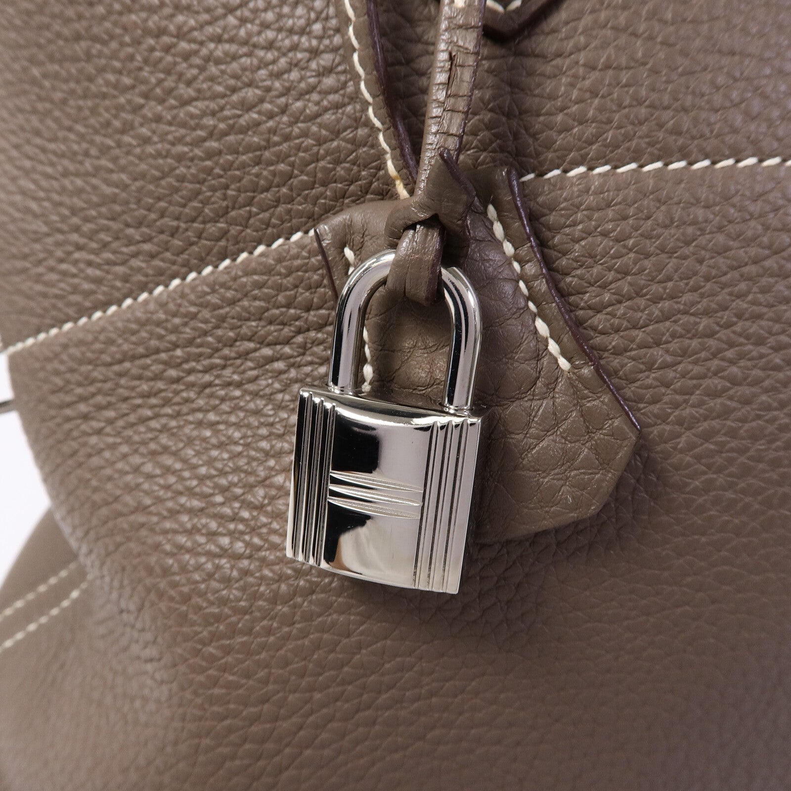 HERMES Clemence皮革Bolide 31手挽袋Etoupe
