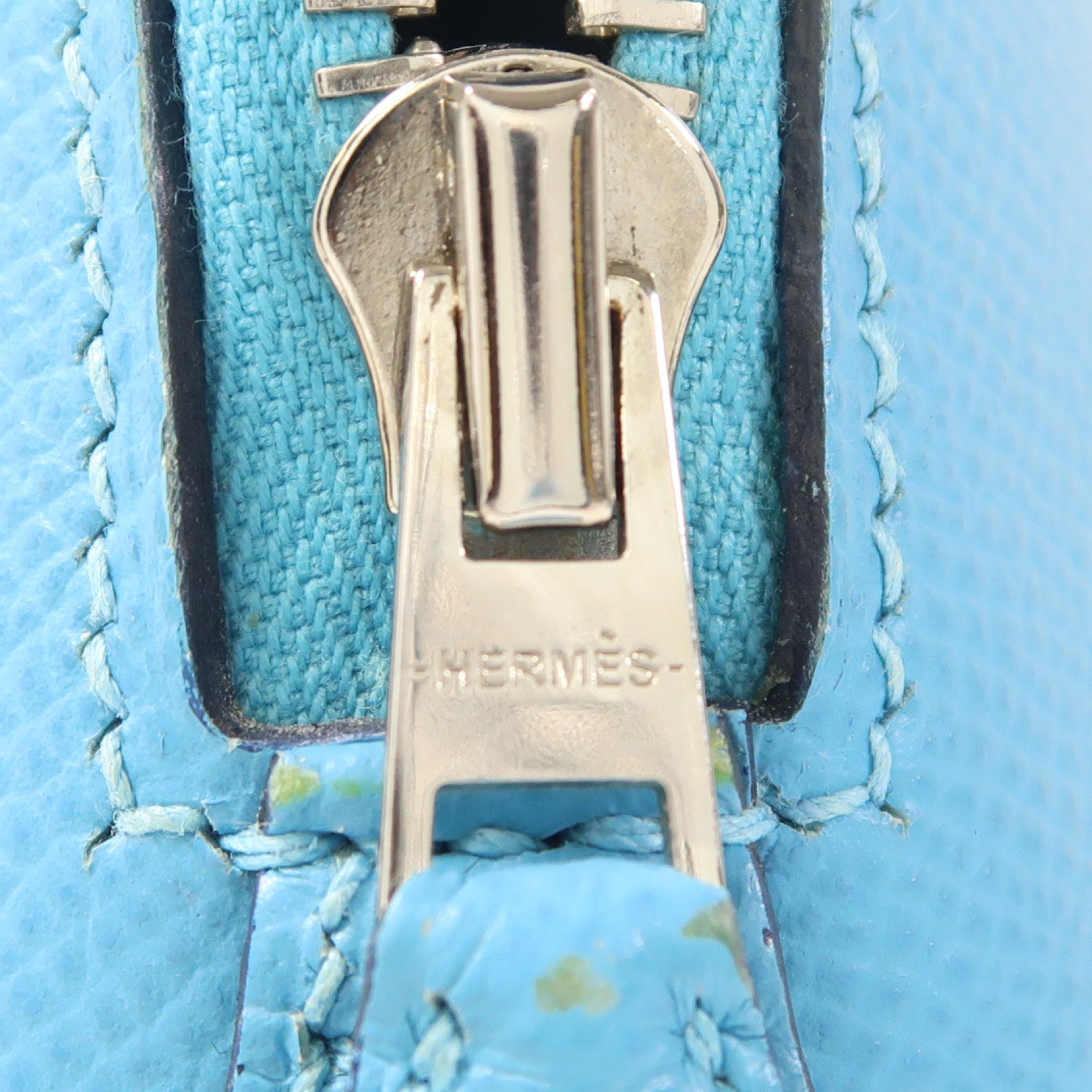 HERMES Epsom皮革Bolide 27銀扣手挽肩背兩用袋Bleu Atoll藍色