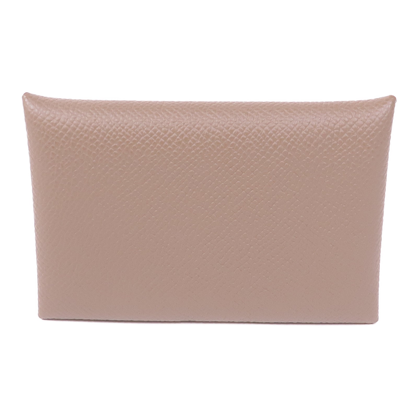 HERMES Epsom皮革Calvi Duo銀扣卡片套Etoupe