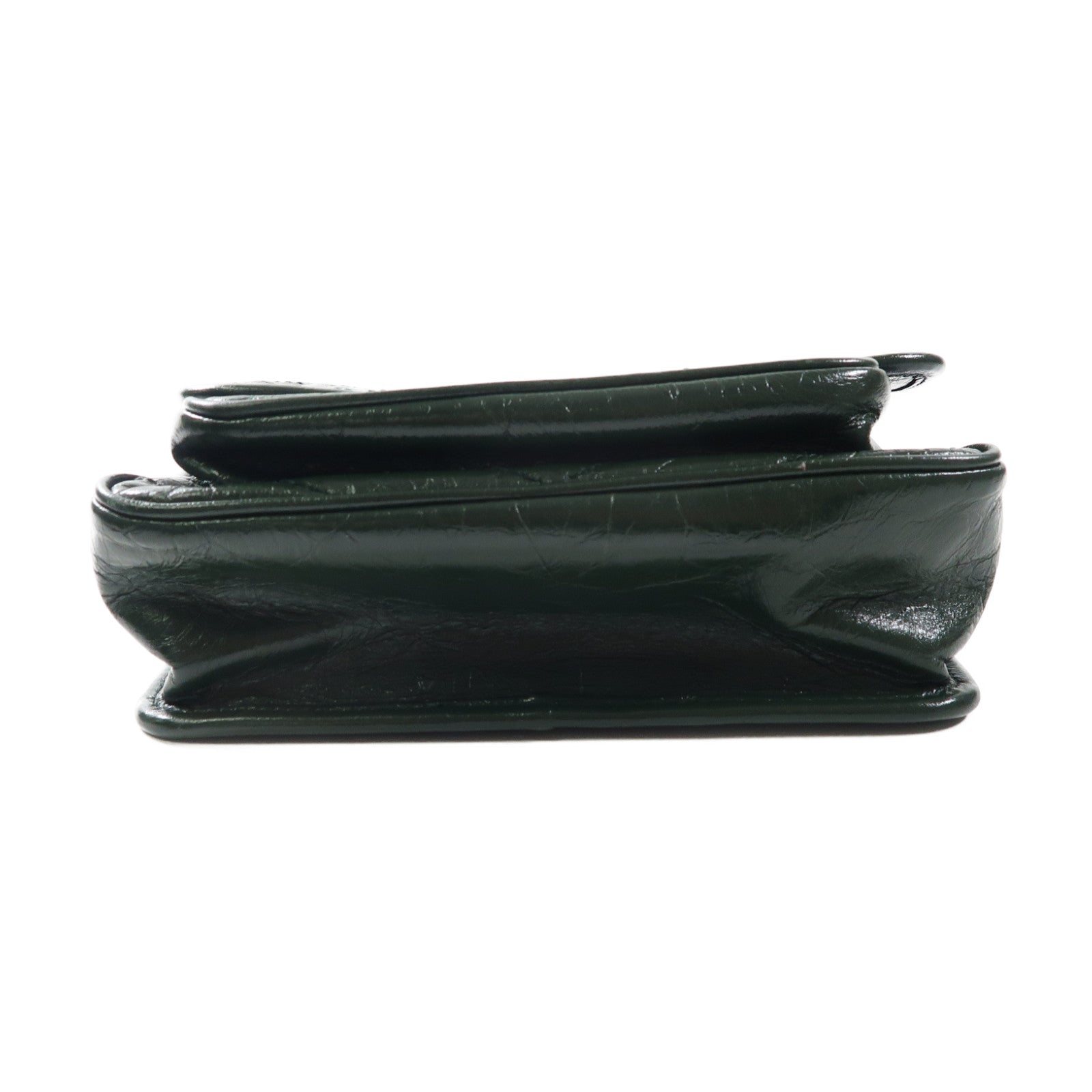 SAINT LAURENT 牛皮皮革Mini Niki Chain Shoulder Bag銀扣鏈帶肩背袋綠色