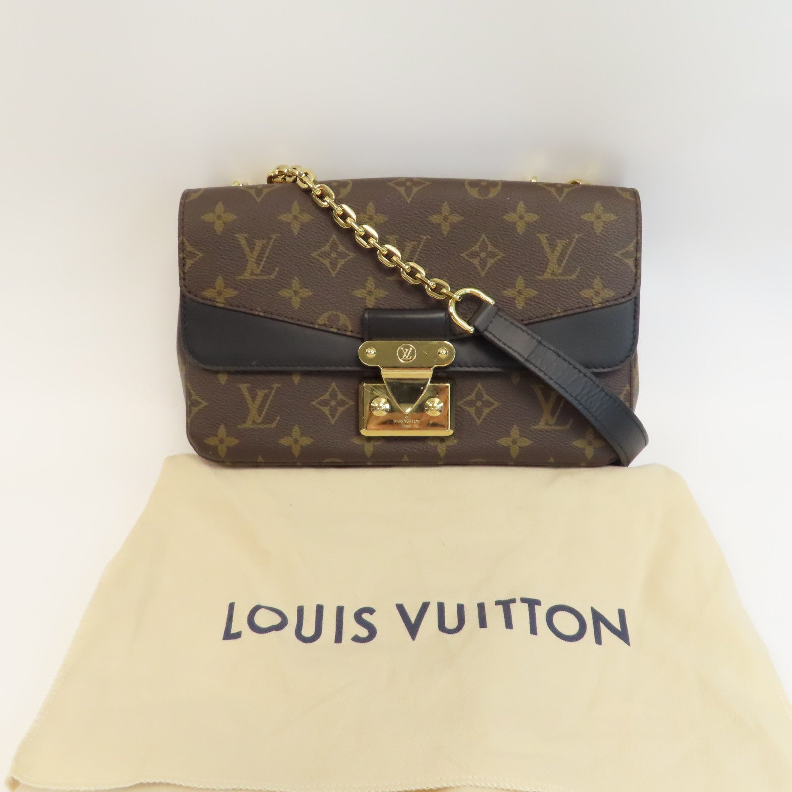 LOUIS VUITTON Monogram Marceau金扣鏈帶肩背袋啡色