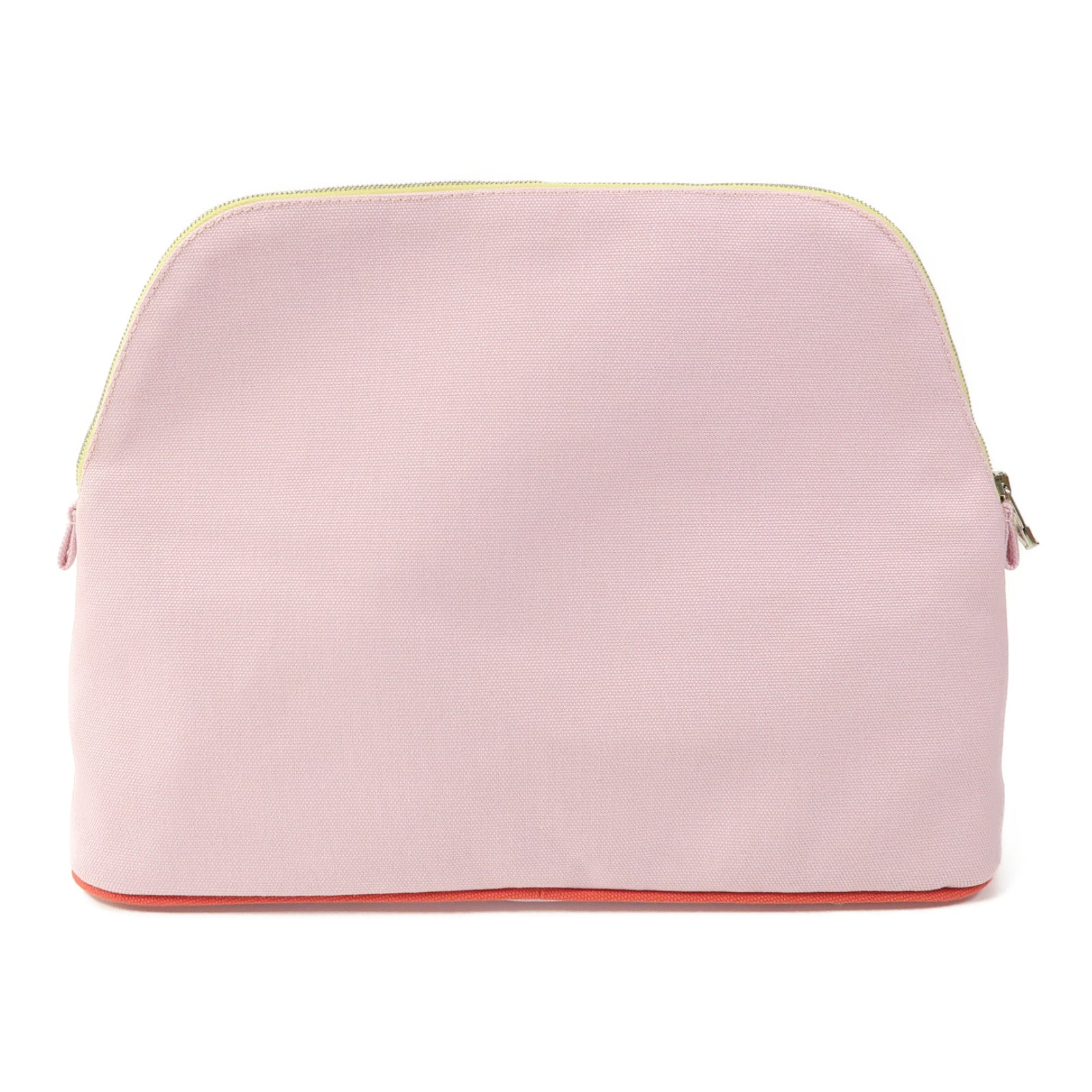 HERMES 帆布Trousse Bolide銀扣手拿包粉紅色