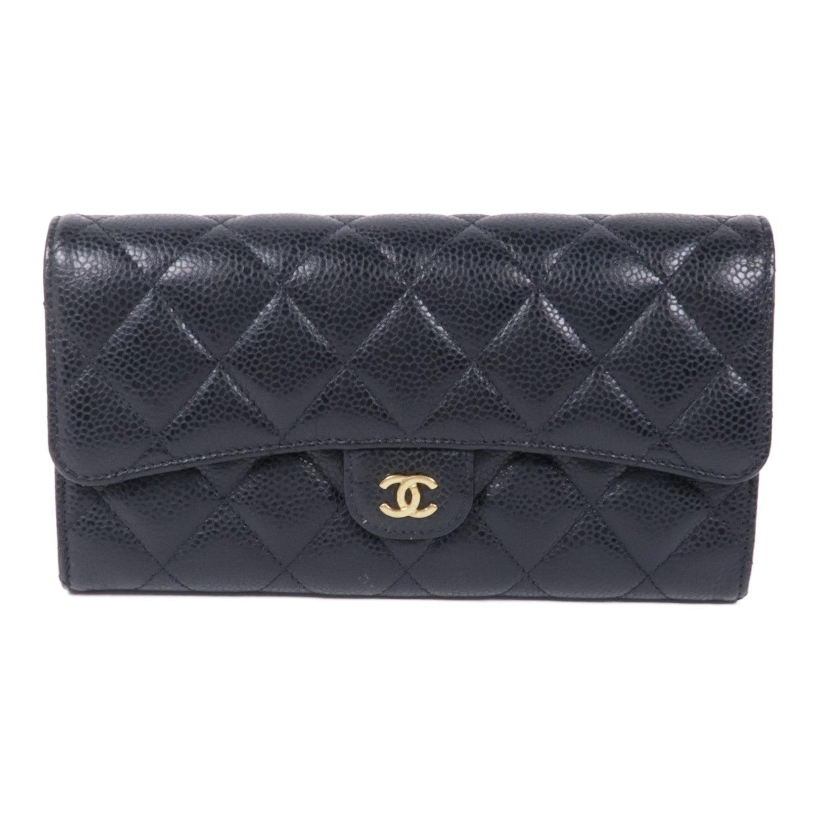 CHANEL 牛皮皮革Long Wallet金扣長錢包