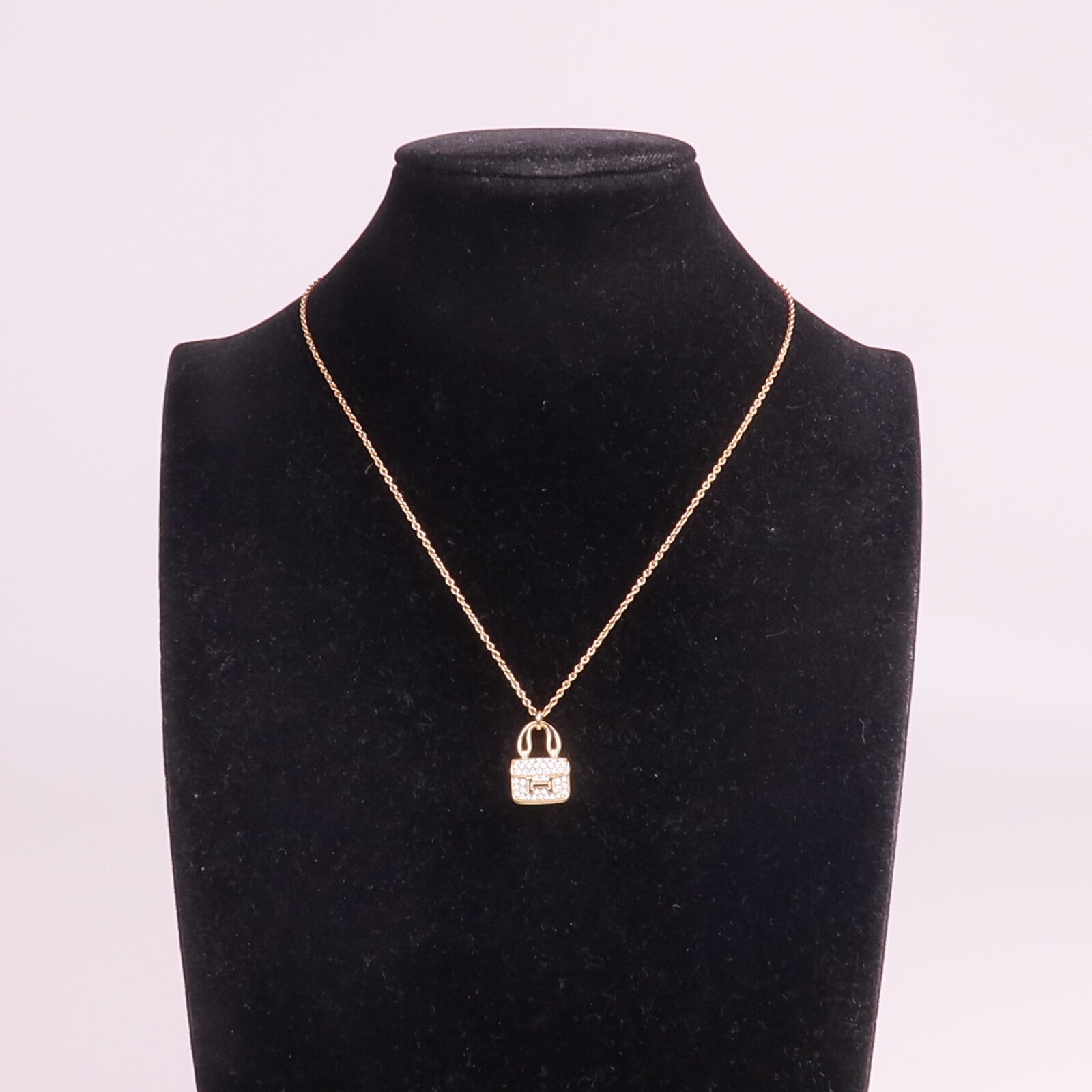 HERMES 18K玫瑰金Amulettes Constance Pendant鑽石項鍊