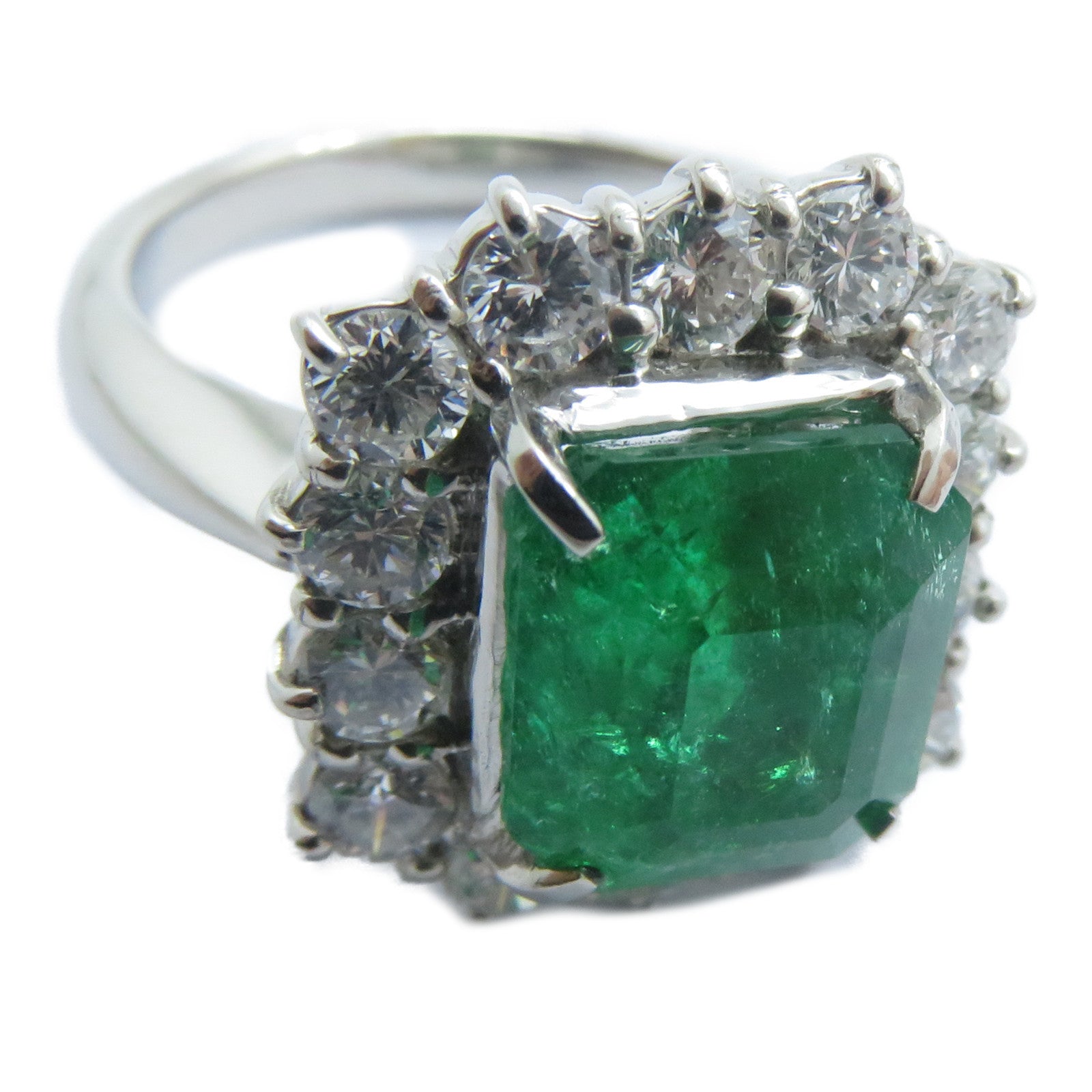 JEWELRY 【激減優惠】PT900鉑金Emerald Diamond Ring 3.89ct綠寶石/1.27ct鑽石戒指US#6.25