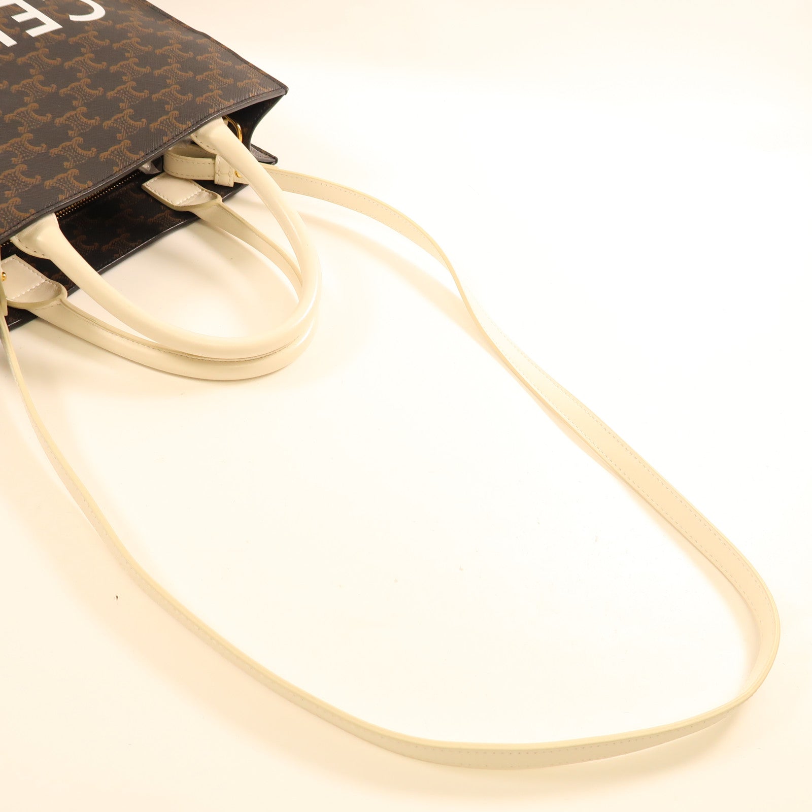 CELINE 塗層帆布Cabas Triomphe金扣手挽肩背兩用袋