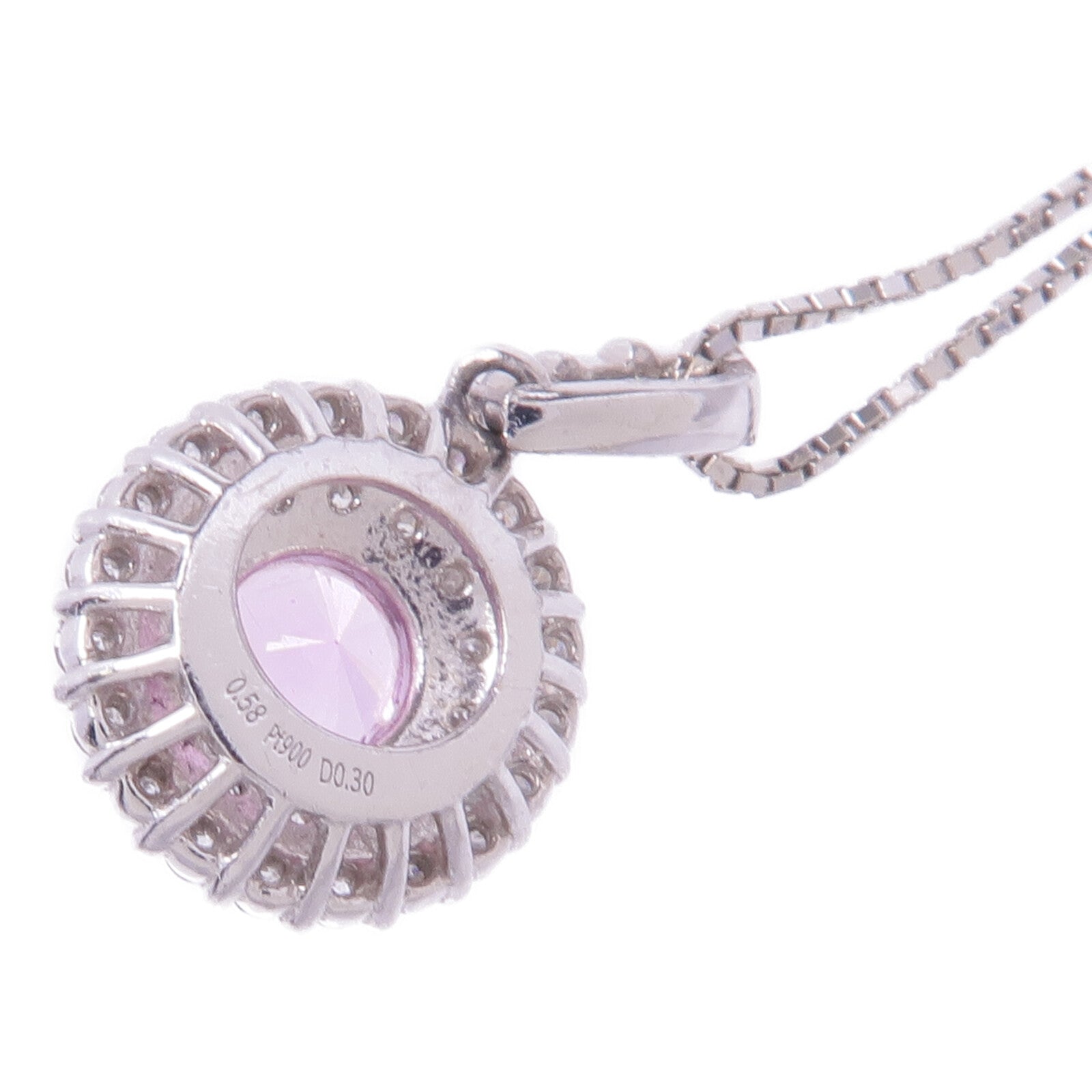 JEWELRY PT900鉑金/18K白金Pink Sapphire Diamond Ring粉紅藍寶石/鑽石項鍊