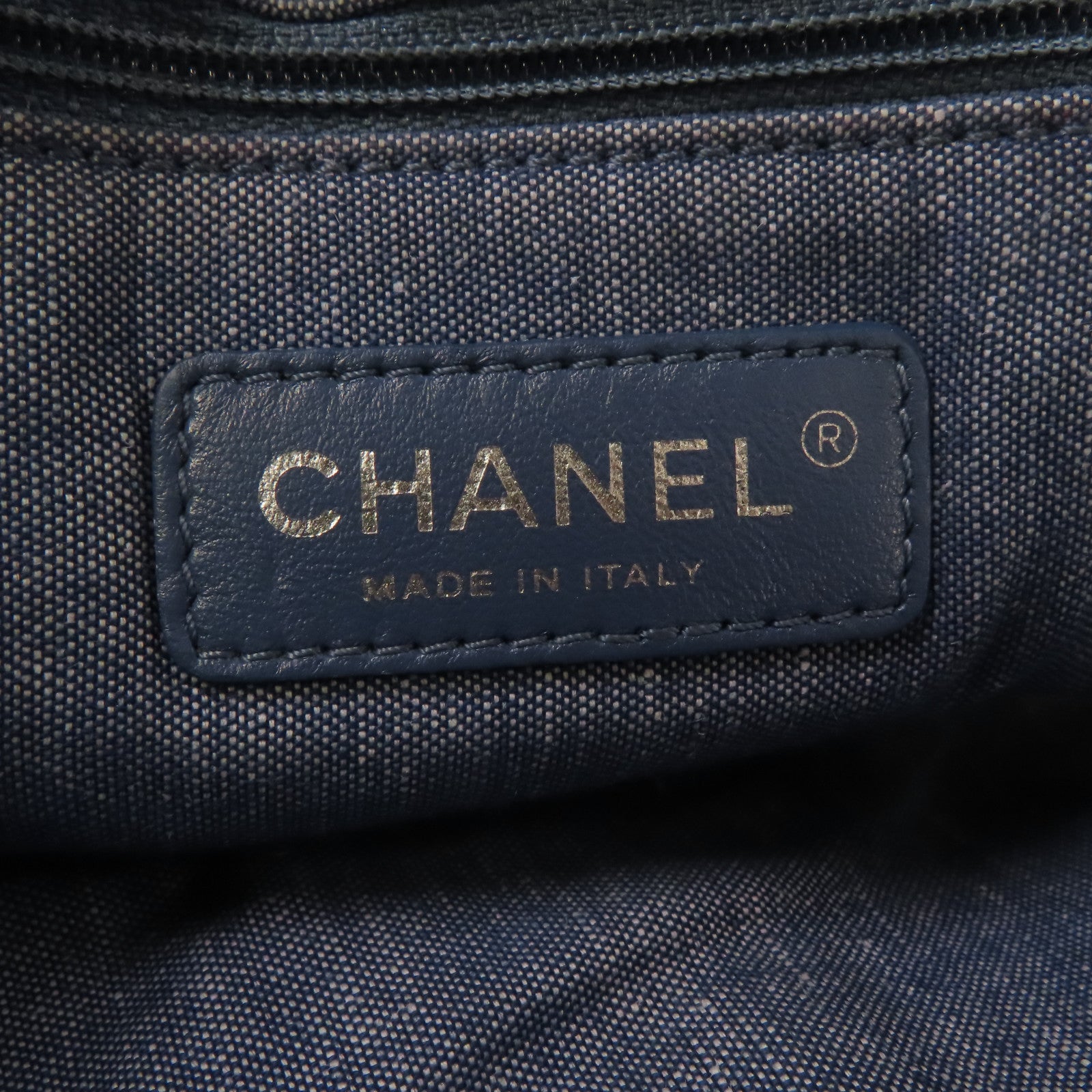CHANEL 牛仔布Chain Shoulder銀扣鏈帶肩背袋藍色