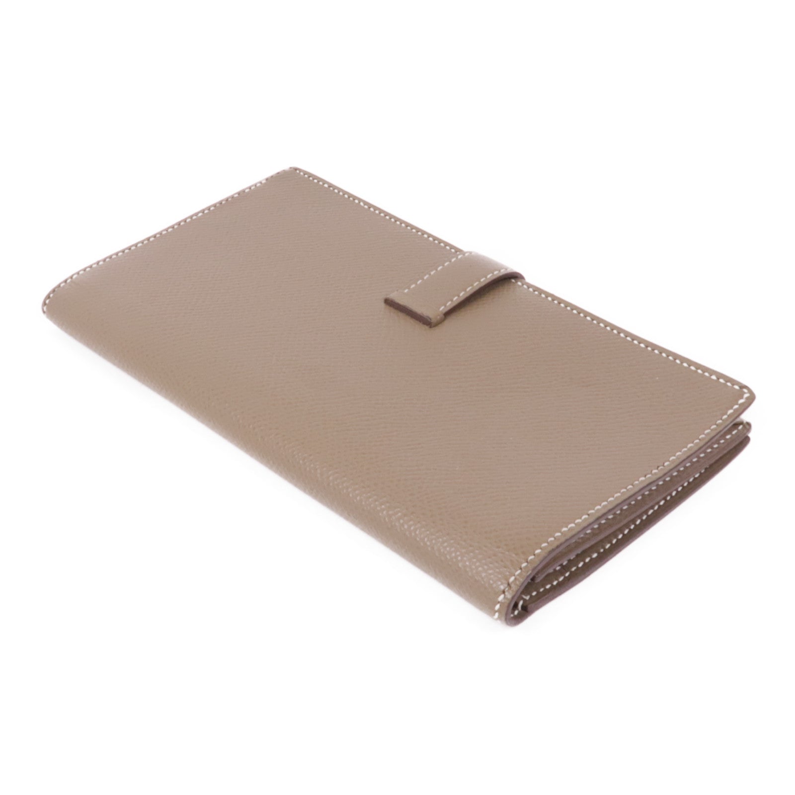 HERMES PHW Bearn Long Wallet Veau Epsom Leather Etoupe