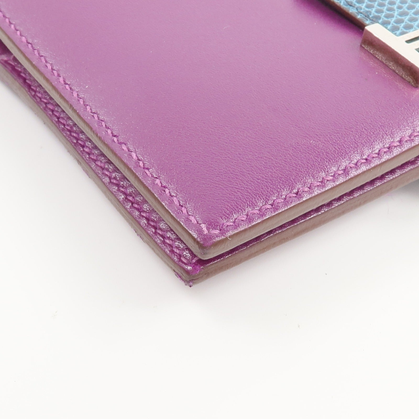 HERMES Tadelakt 皮革/蜥蝪皮革Bearn Compact Wallet錢包Anemone