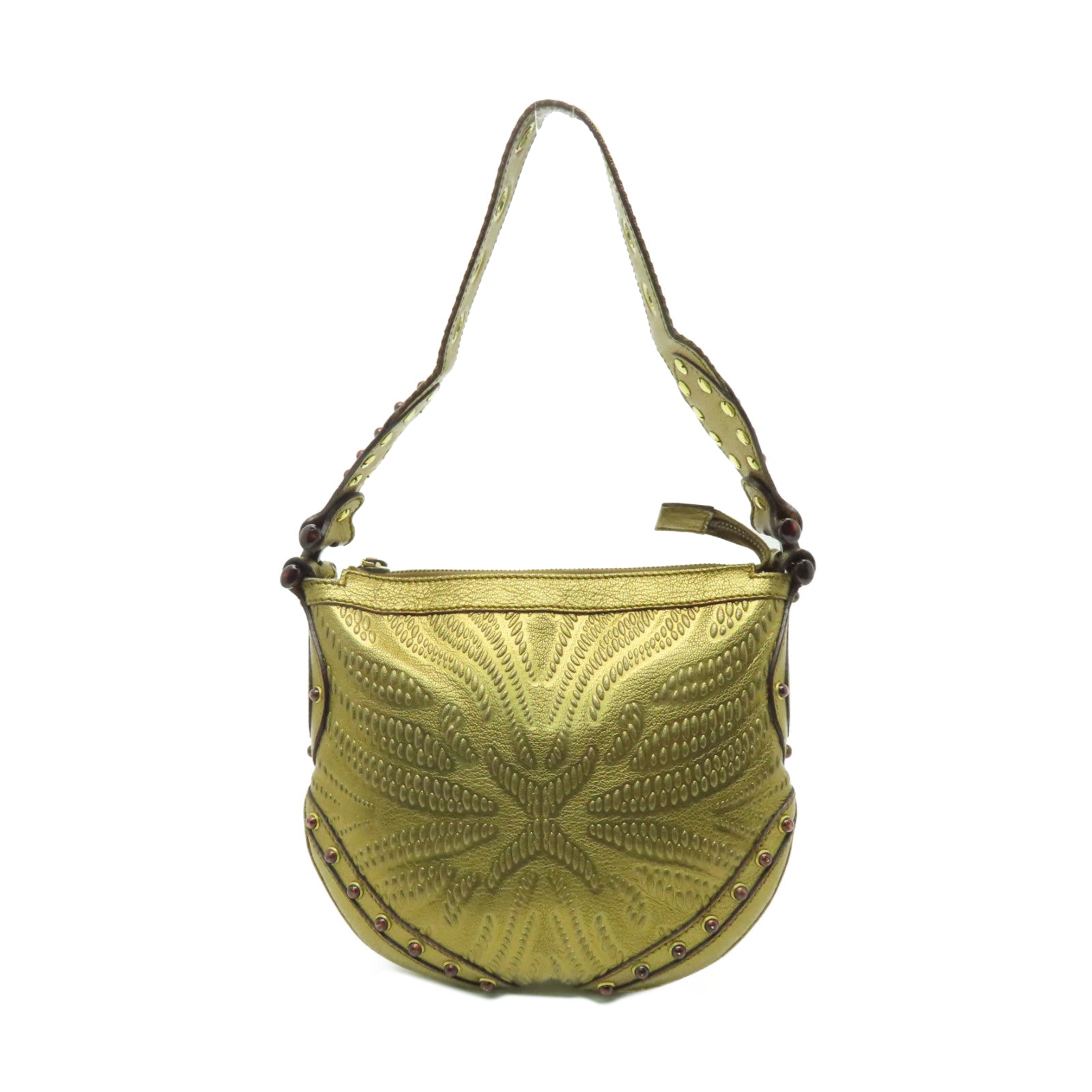 GUCCI **【清倉大減價】皮革/帆布Shoulder Bag金扣肩背袋金色