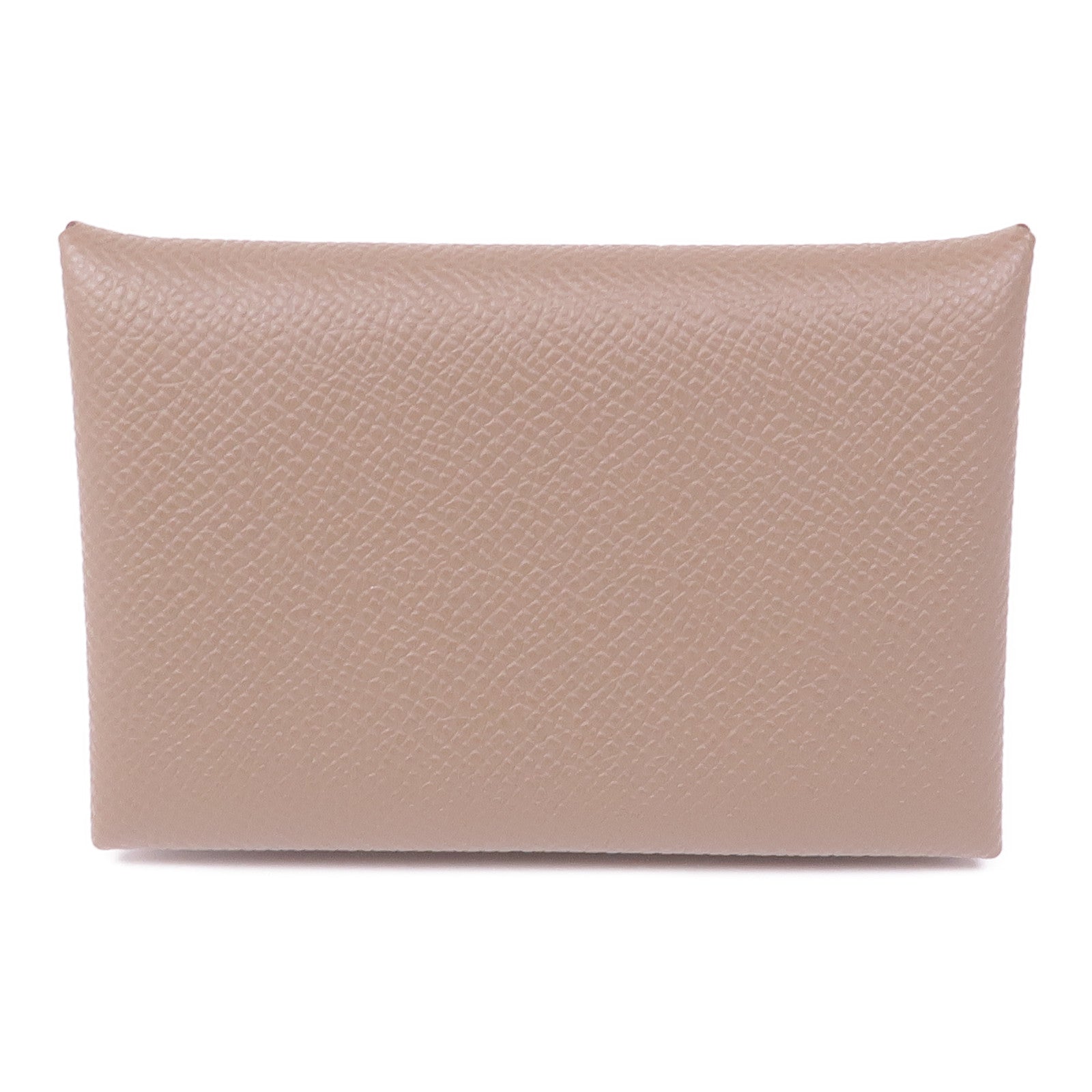 HERMES Epsom皮革Calvi Duo銀扣卡片套Etoupe
