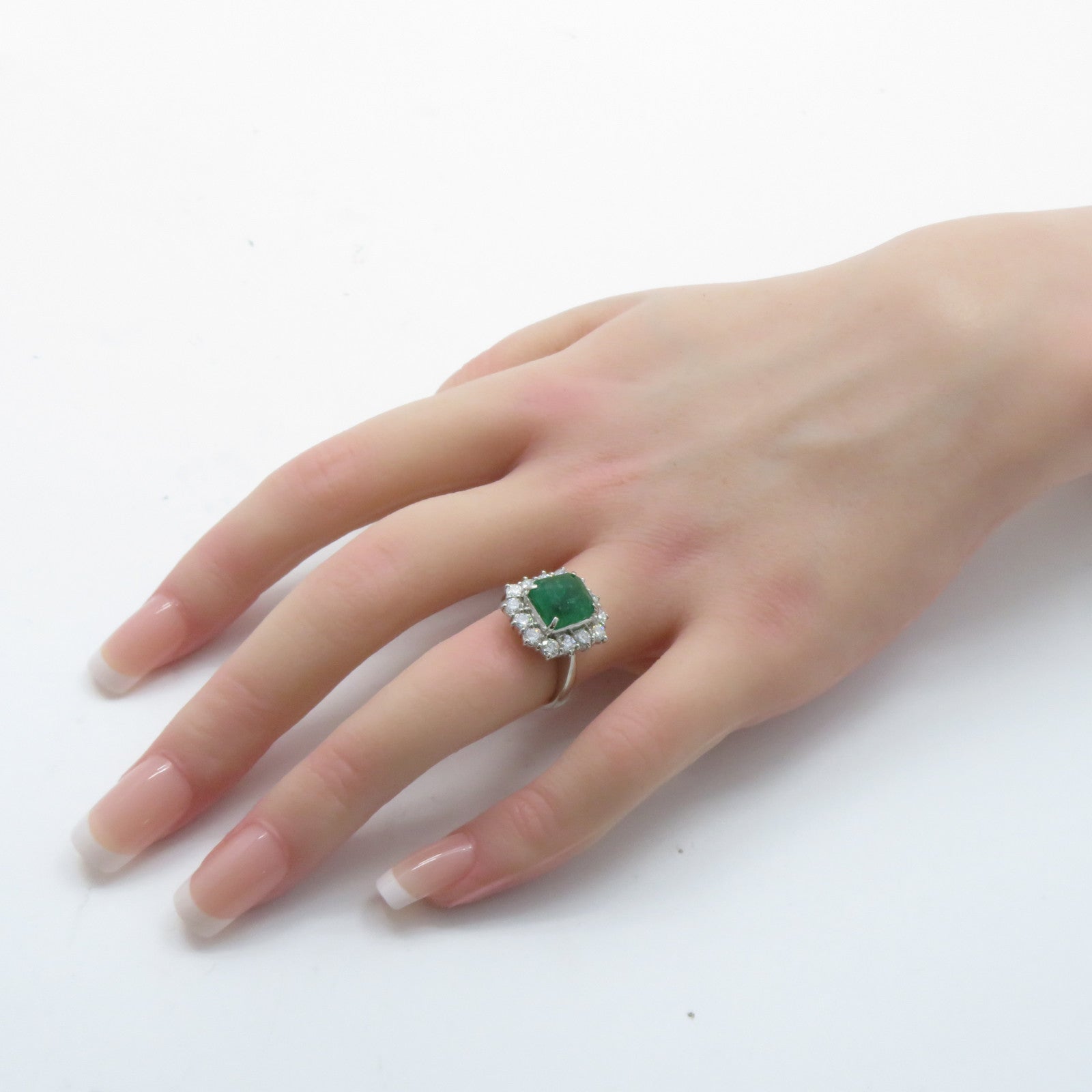 JEWELRY 【激減優惠】PT900鉑金Emerald Diamond Ring 3.89ct綠寶石/1.27ct鑽石戒指US#6.25