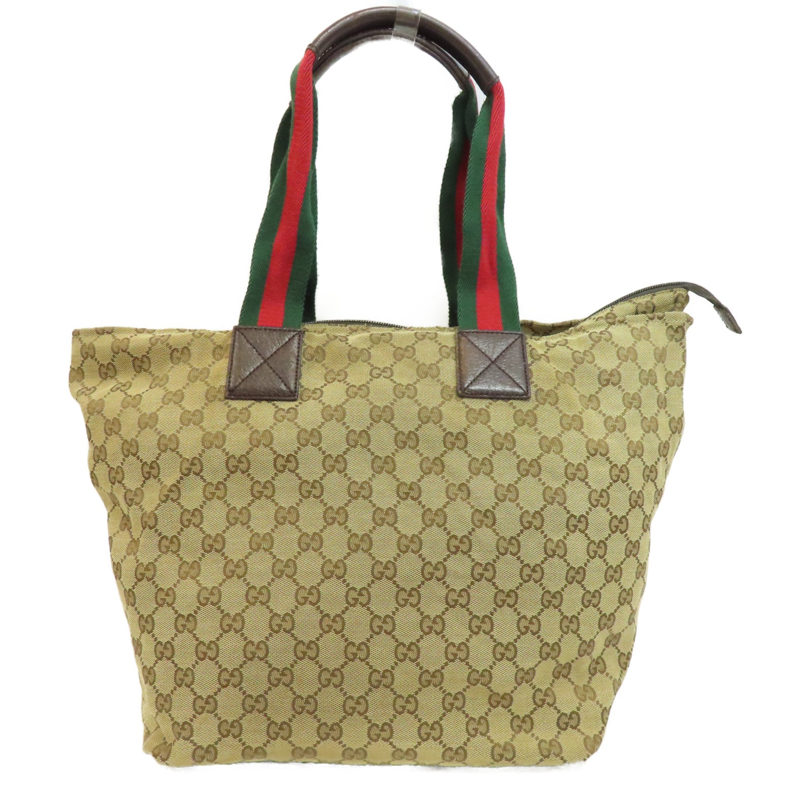 GUCCI 帆布Tote Bag銀扣手挽袋啡色 Brand Off Hong Kong Online Store