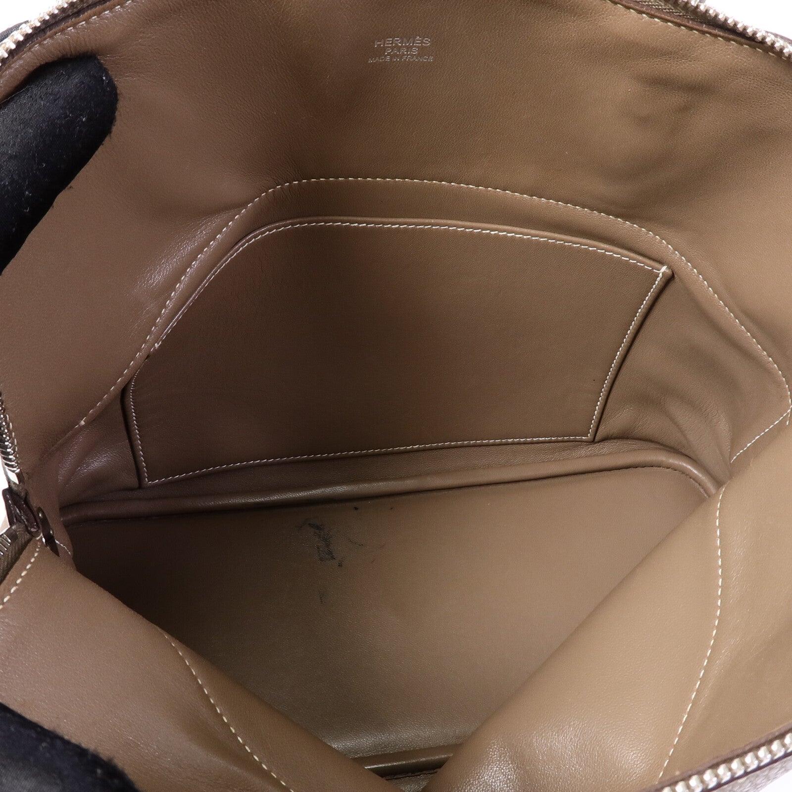 HERMES Clemence皮革Bolide 31手挽袋Etoupe