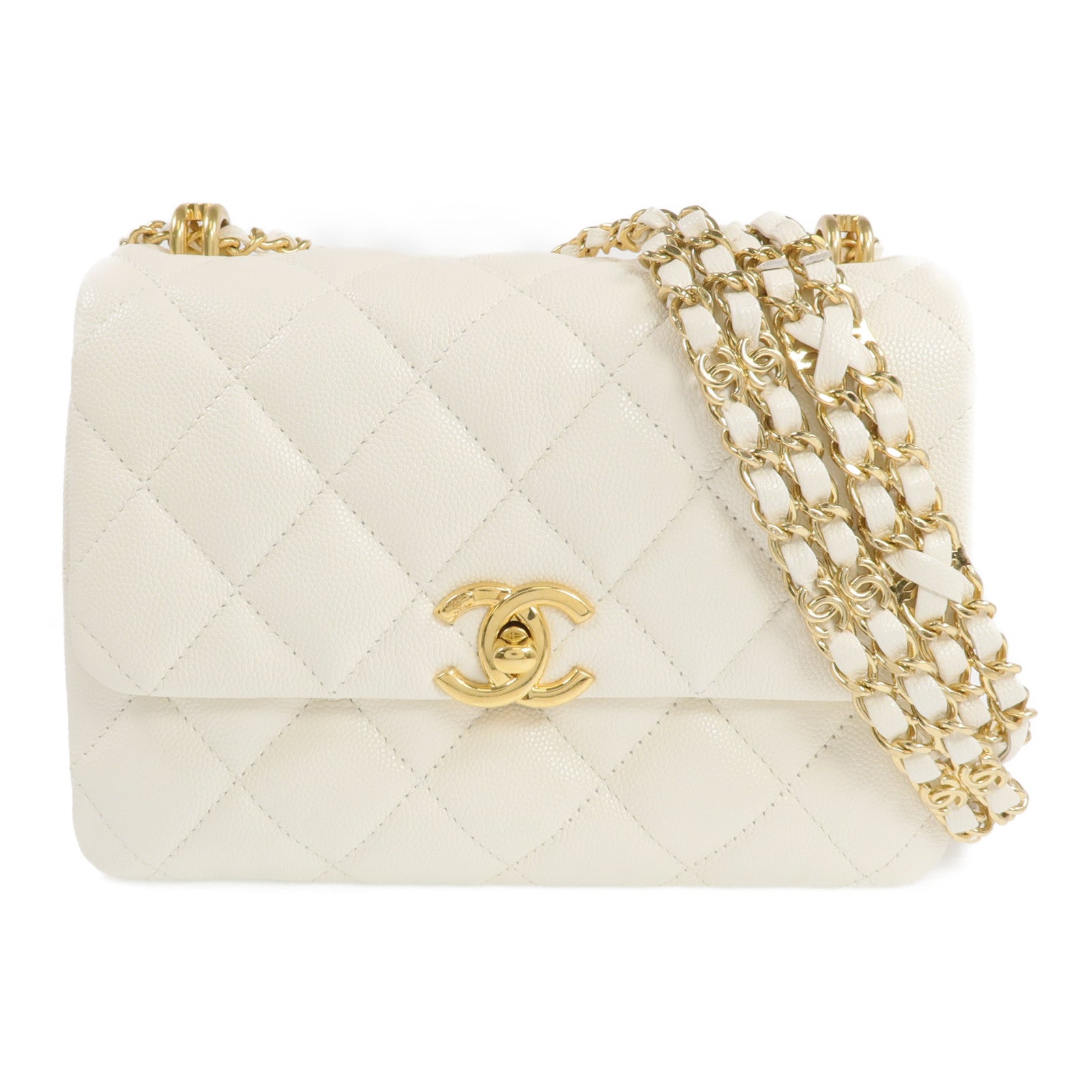 CHANEL 牛皮皮革Chain Shoulder Bag金扣鏈帶肩背袋