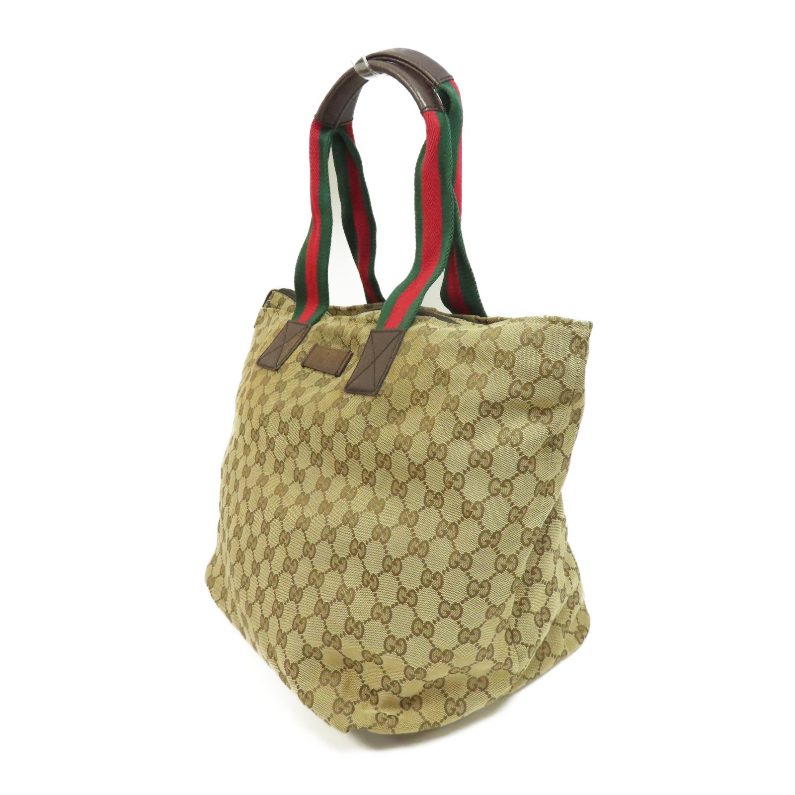 GUCCI 帆布Tote Bag銀扣手挽袋啡色