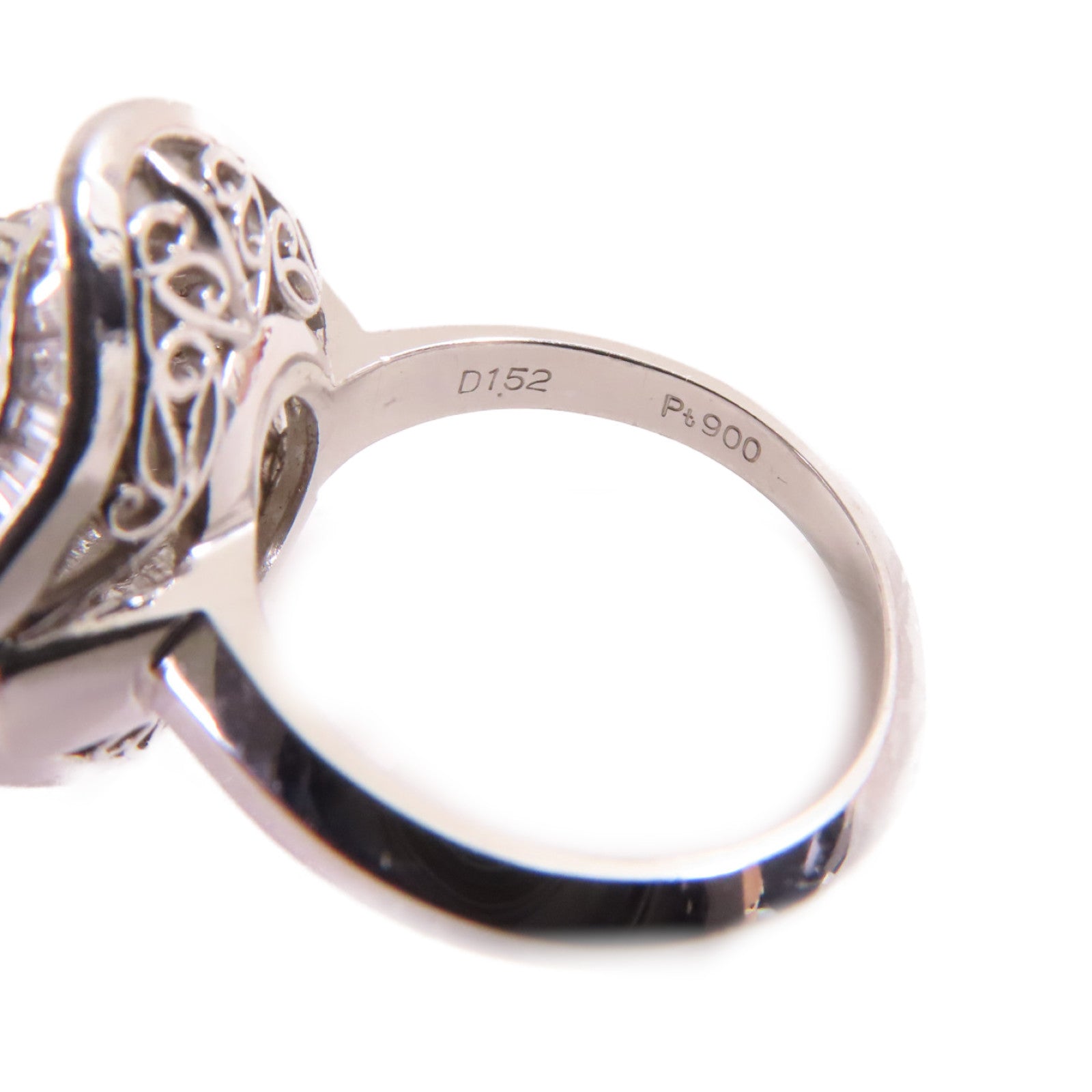 JEWELRY PT900鉑金/3.69ct貓眼石/1.52ct鑚石Cat's Eye Diamond Ring戒指US#5.5