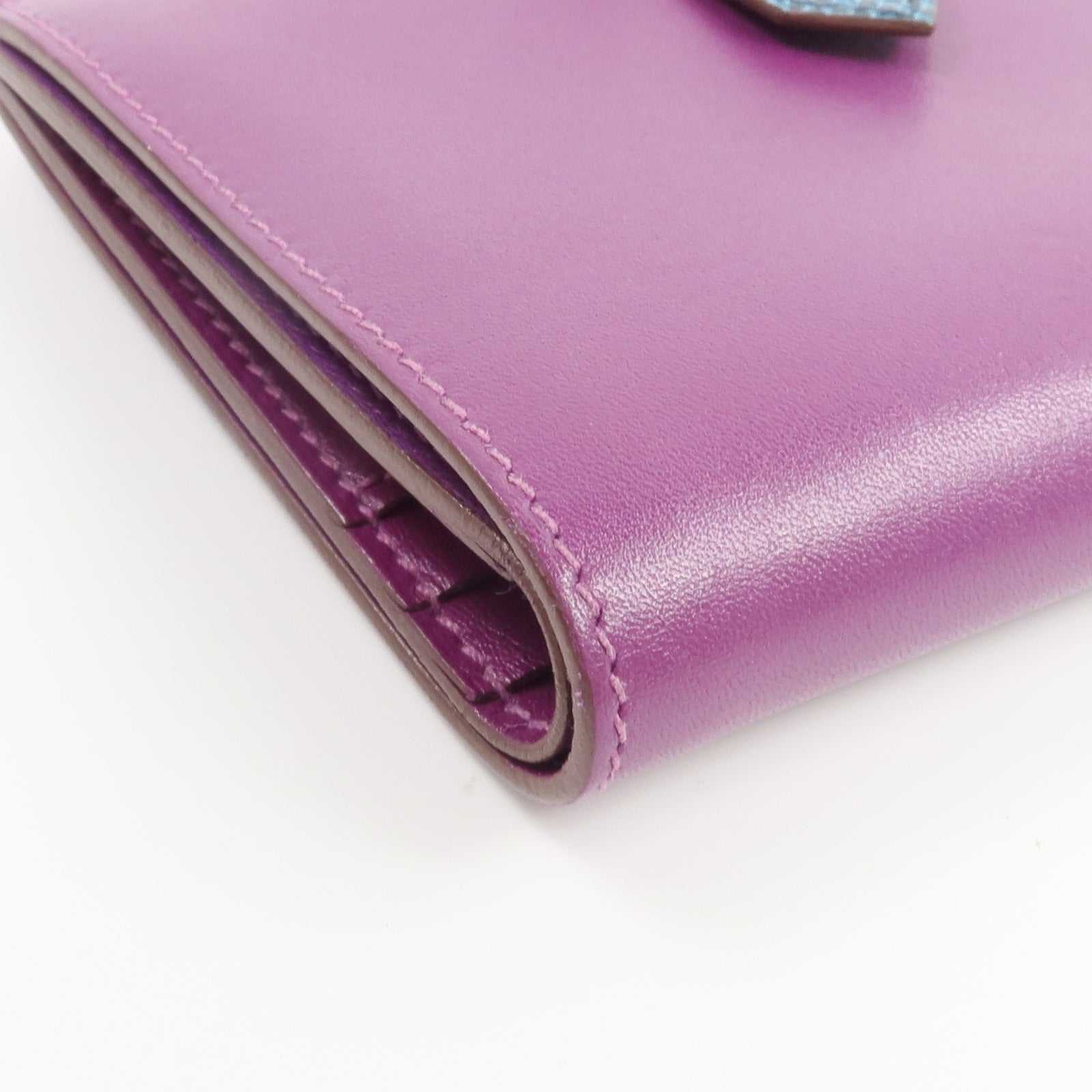 HERMES Tadelakt 皮革/蜥蝪皮革Bearn Compact Wallet錢包Anemone