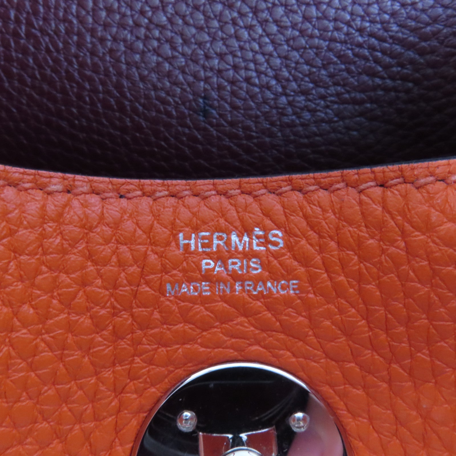 HERMES Clemence皮革Lindy 26銀扣手挽肩背兩用袋Capucine