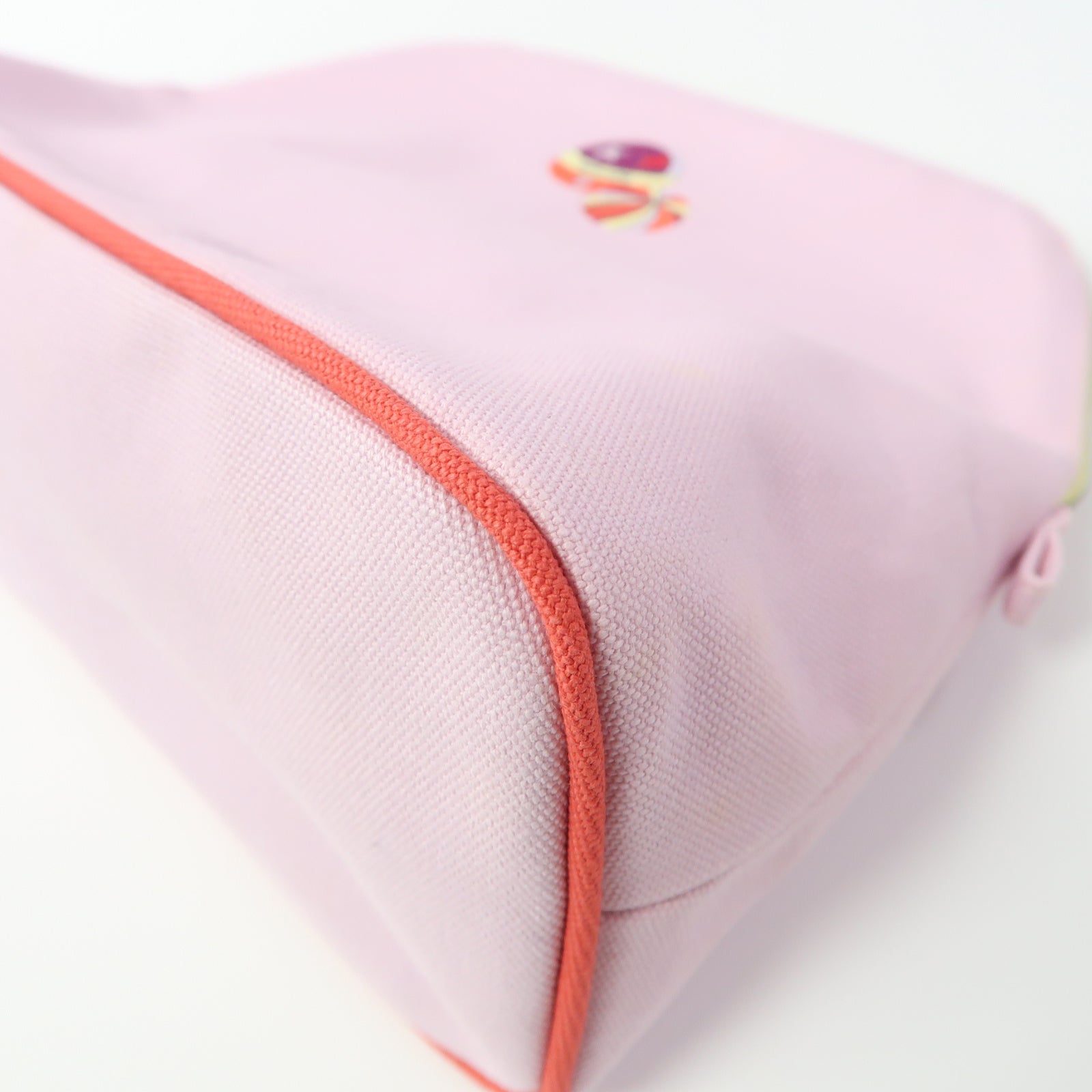 HERMES 帆布Trousse Bolide銀扣手拿包粉紅色