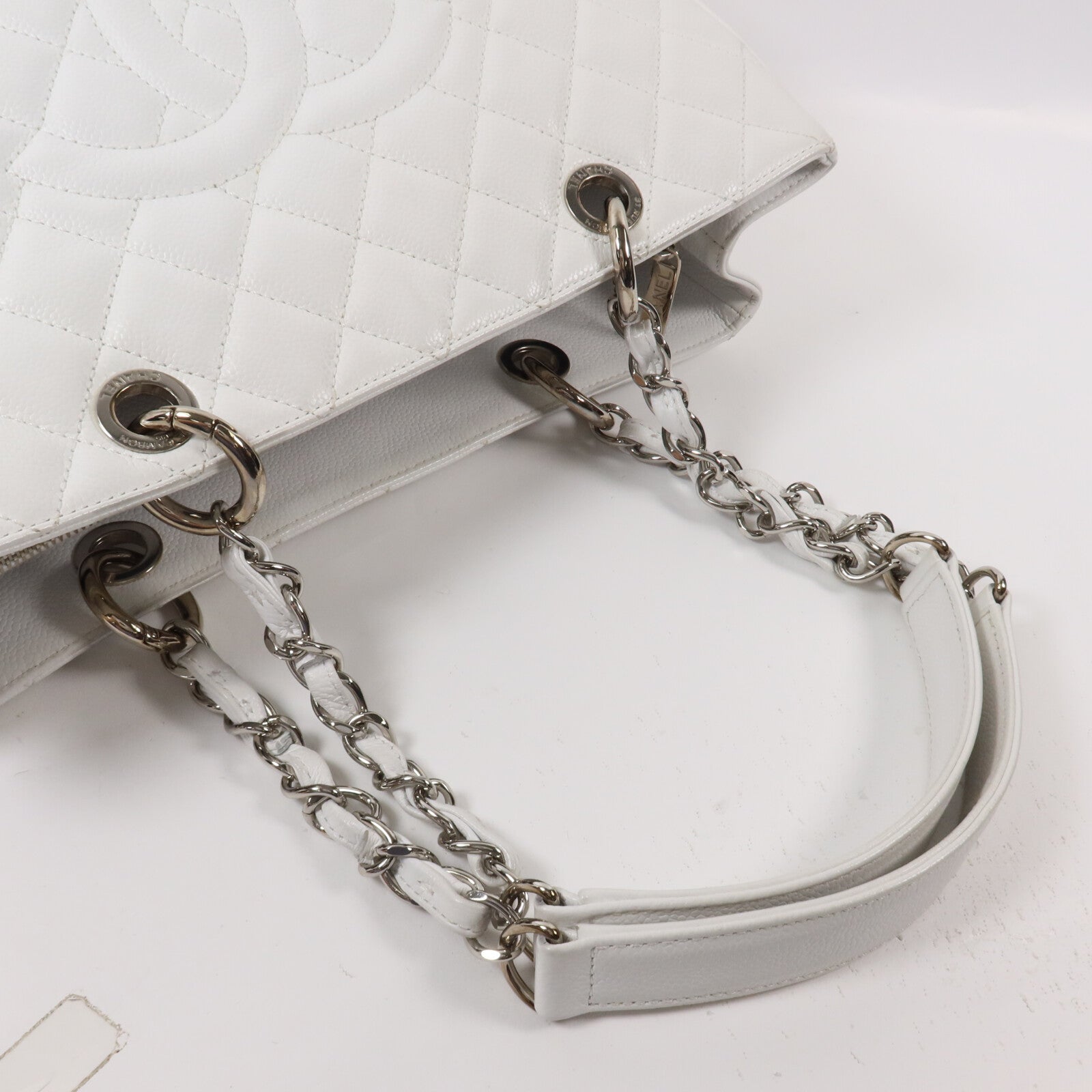 CHANEL 牛皮皮革GST Grand Shopping Tote Bag鏈帶肩背袋