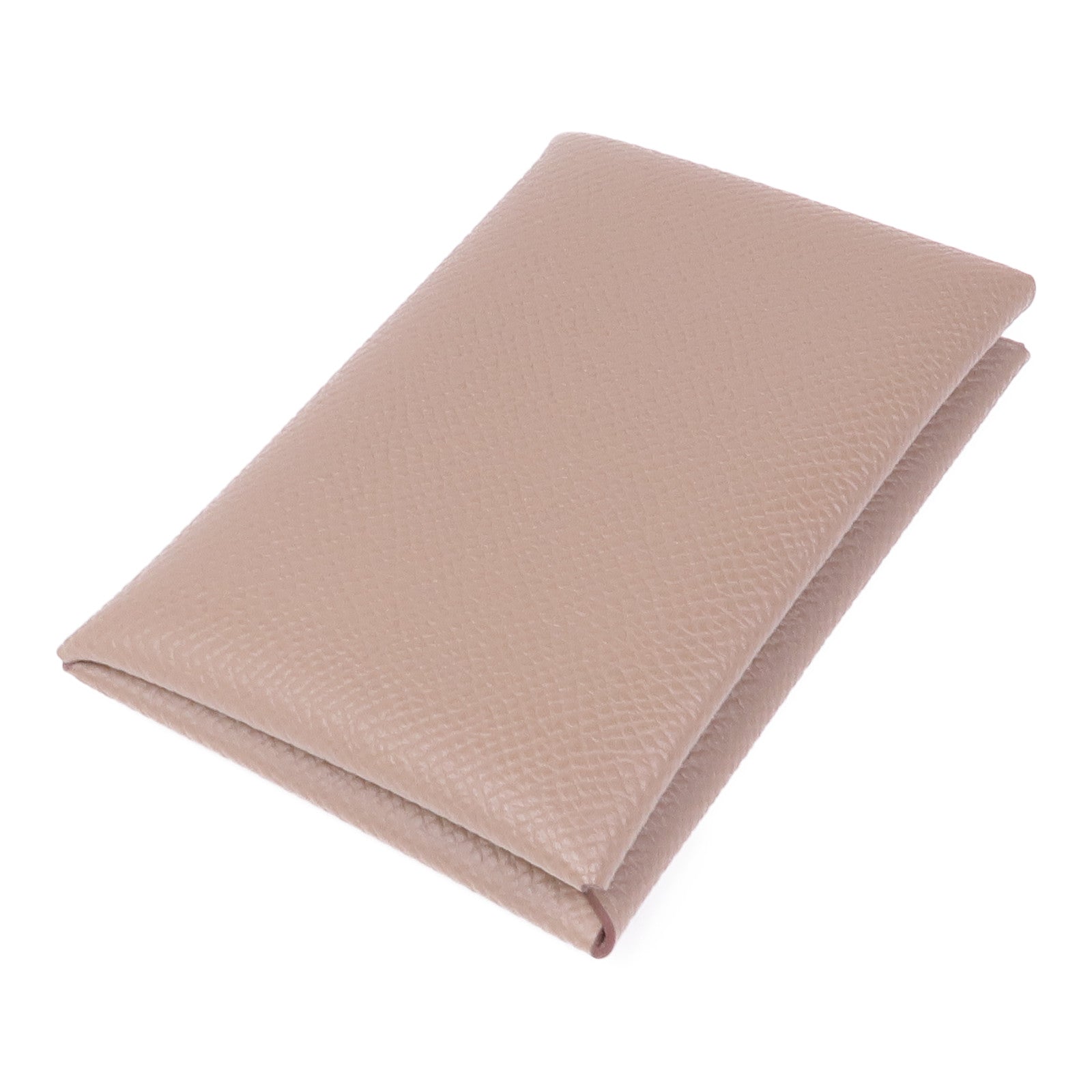 HERMES Epsom皮革Calvi Duo銀扣卡片套Etoupe
