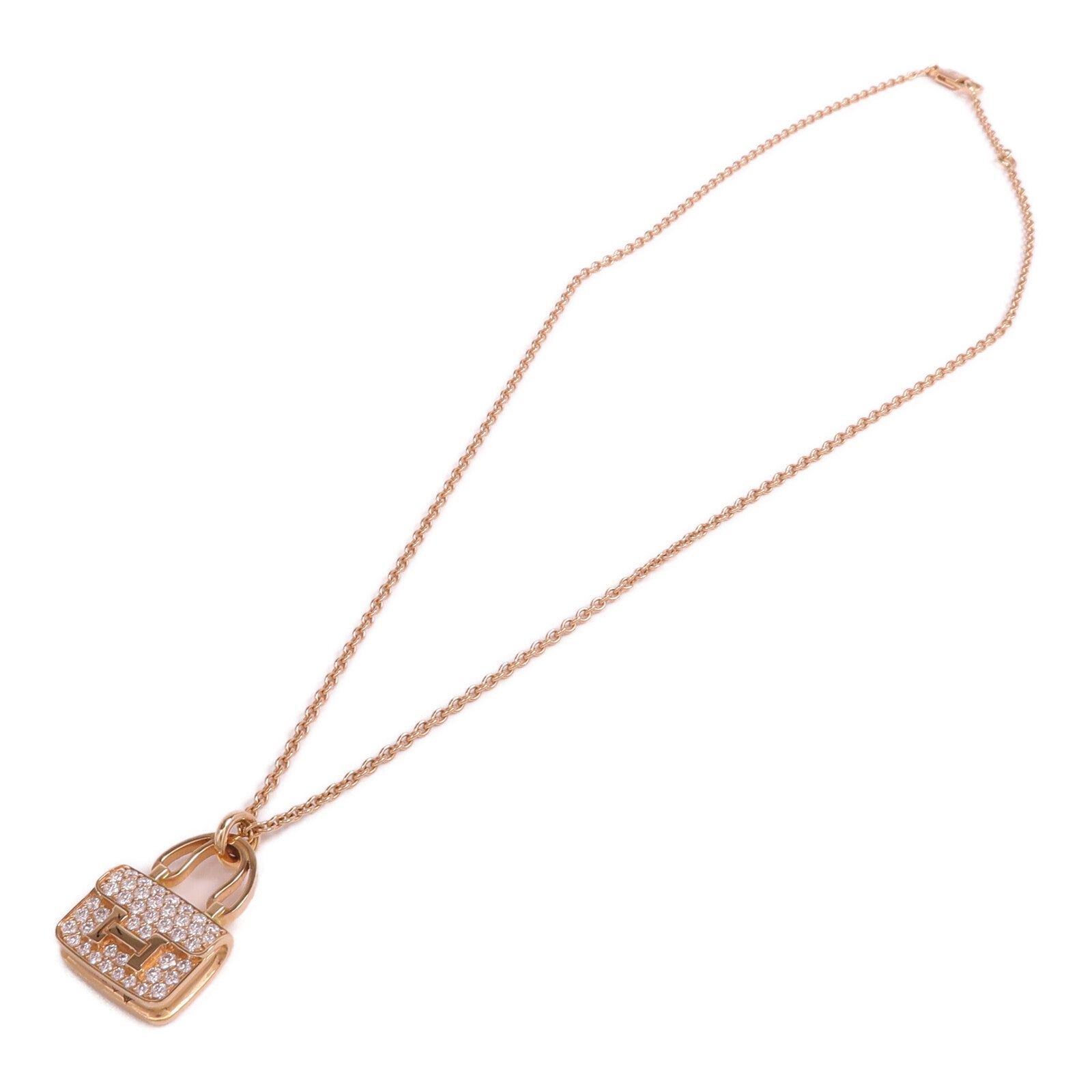 HERMES 18K玫瑰金Amulettes Constance Pendant鑽石項鍊