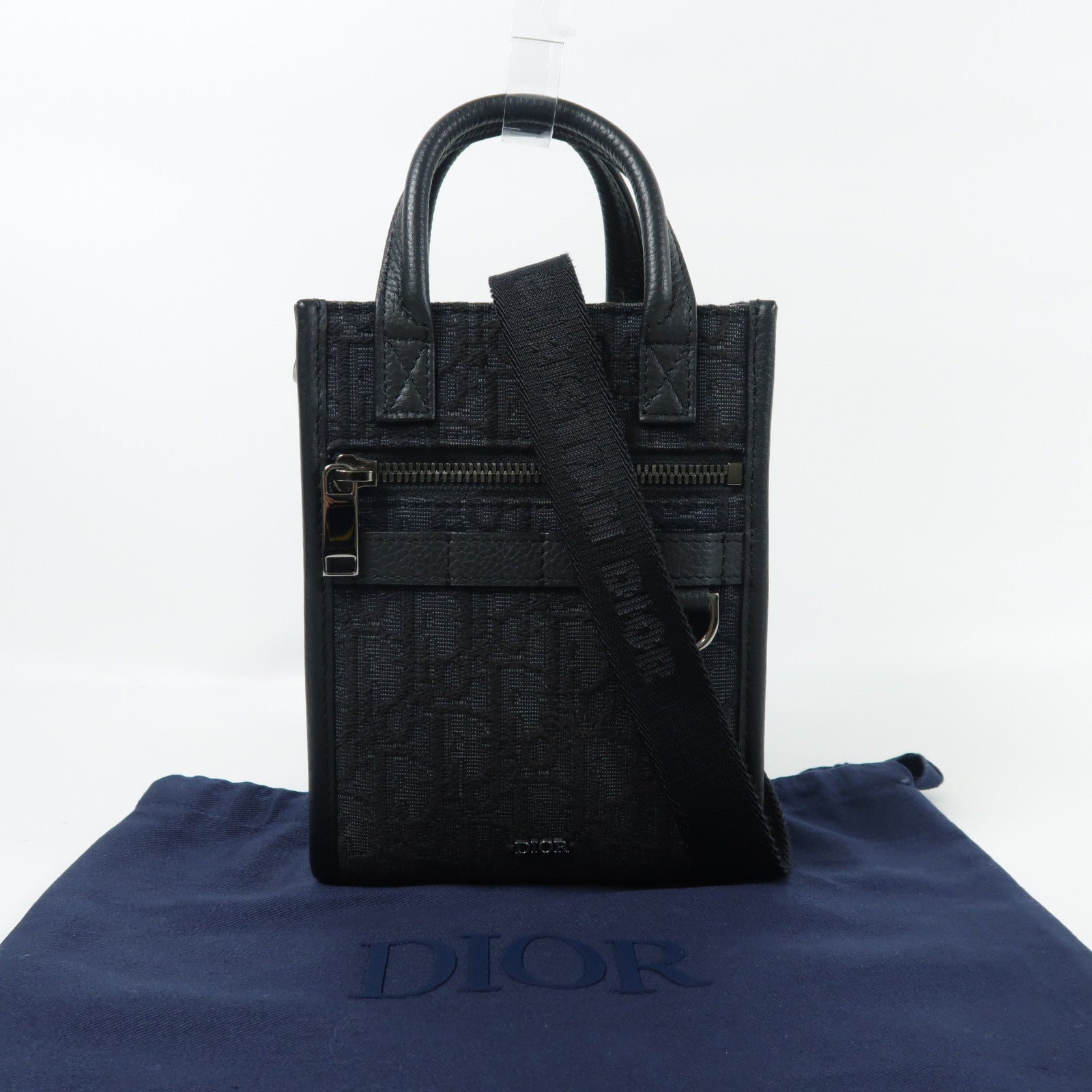 Dior 帆布Safari North-South Mini Tote Bag銀扣手挽肩背兩用袋