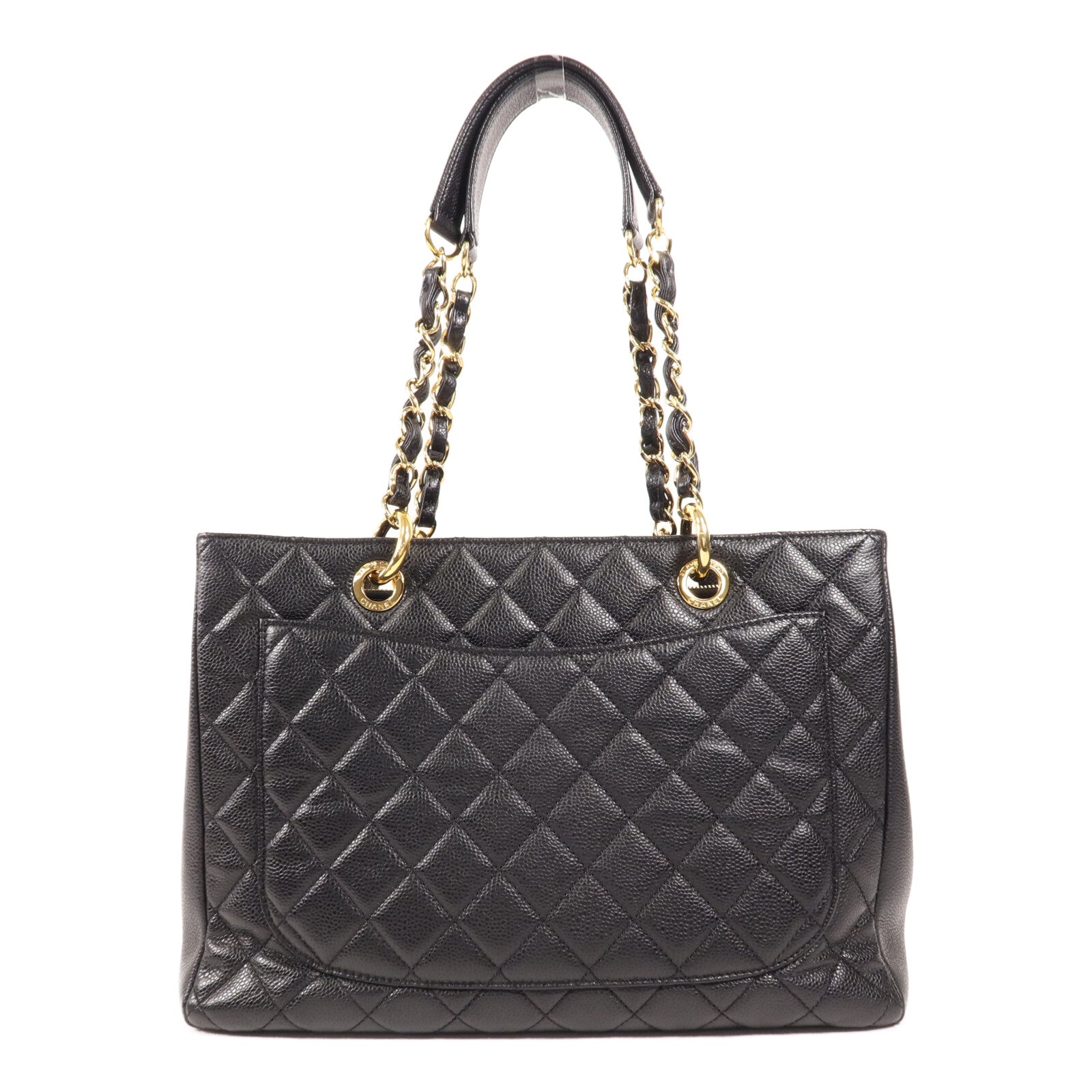 CHANEL 牛皮皮革GST Grand Shopping Tote Bag金扣鏈帶肩背袋