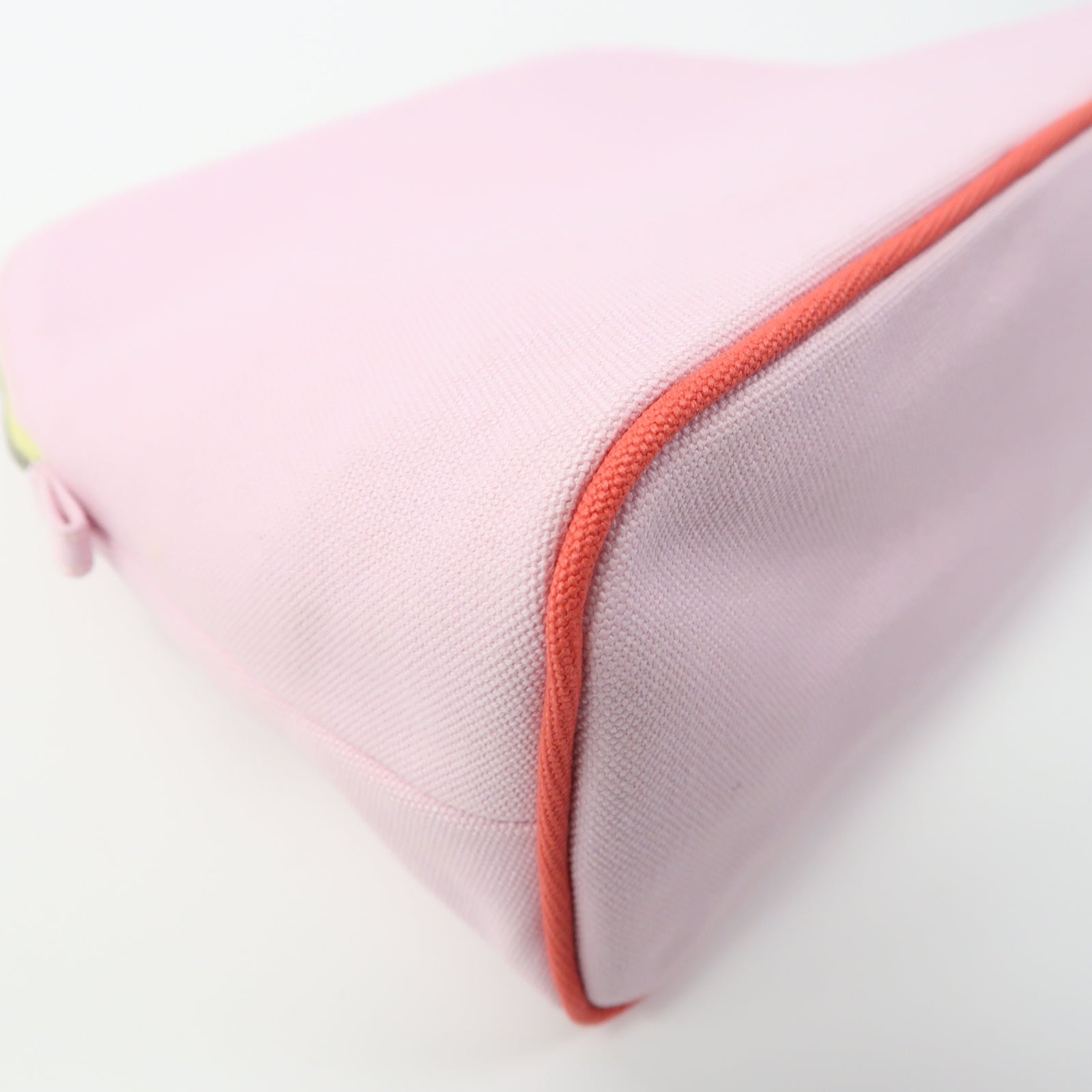 HERMES 帆布Trousse Bolide銀扣手拿包粉紅色