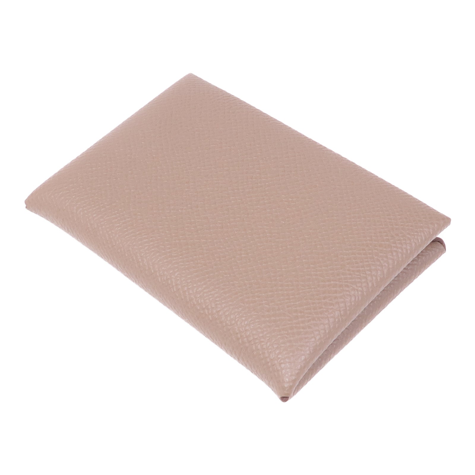 HERMES Epsom皮革Calvi Duo銀扣卡片套Etoupe