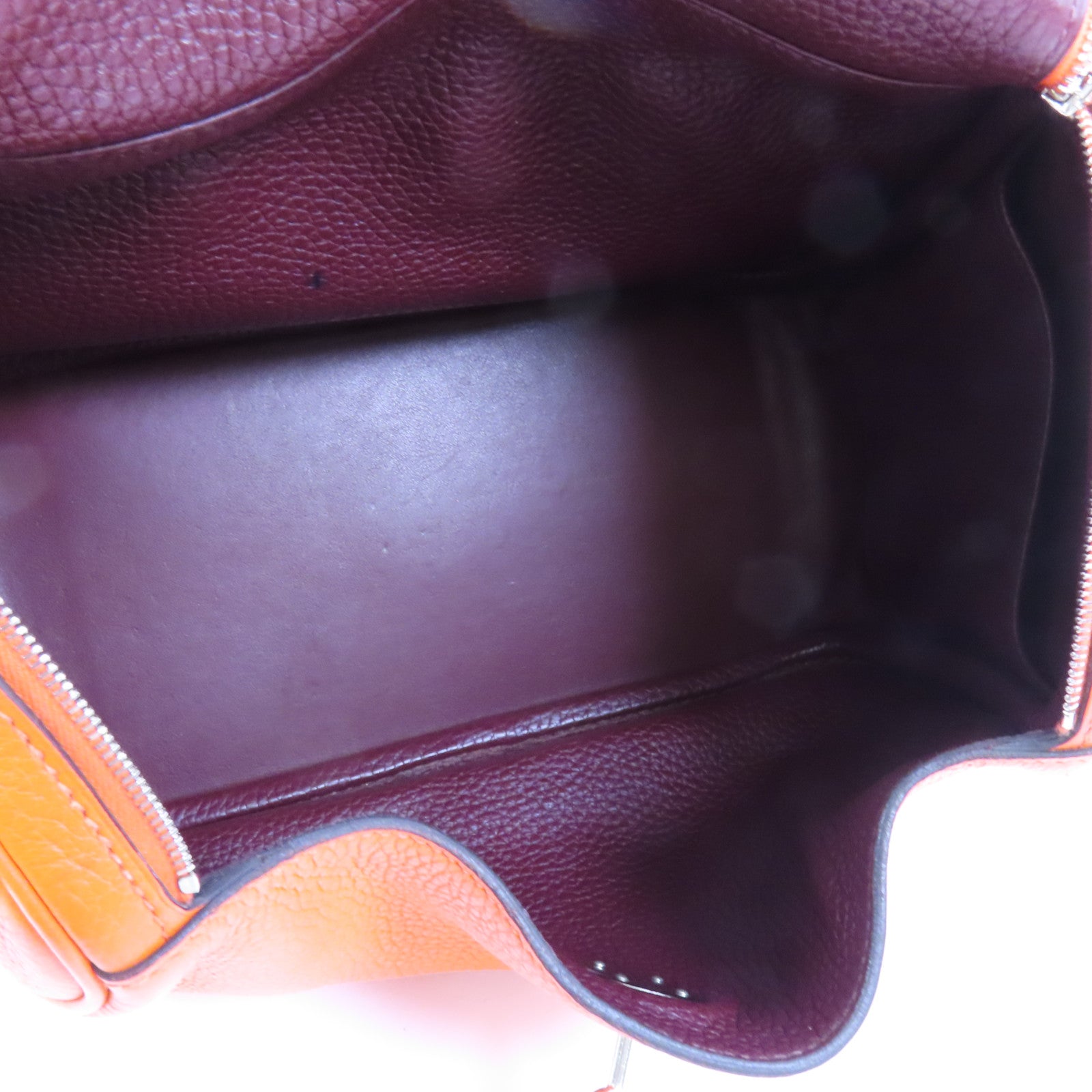 HERMES Clemence皮革Lindy 26銀扣手挽肩背兩用袋Capucine