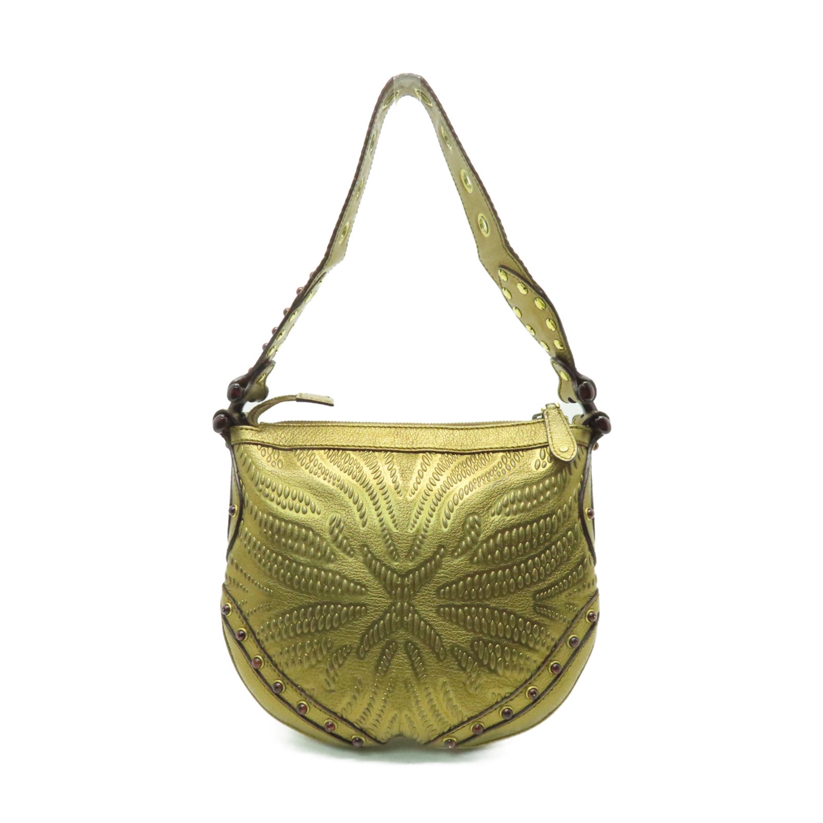GUCCI **【清倉大減價】皮革/帆布Shoulder Bag金扣肩背袋金色