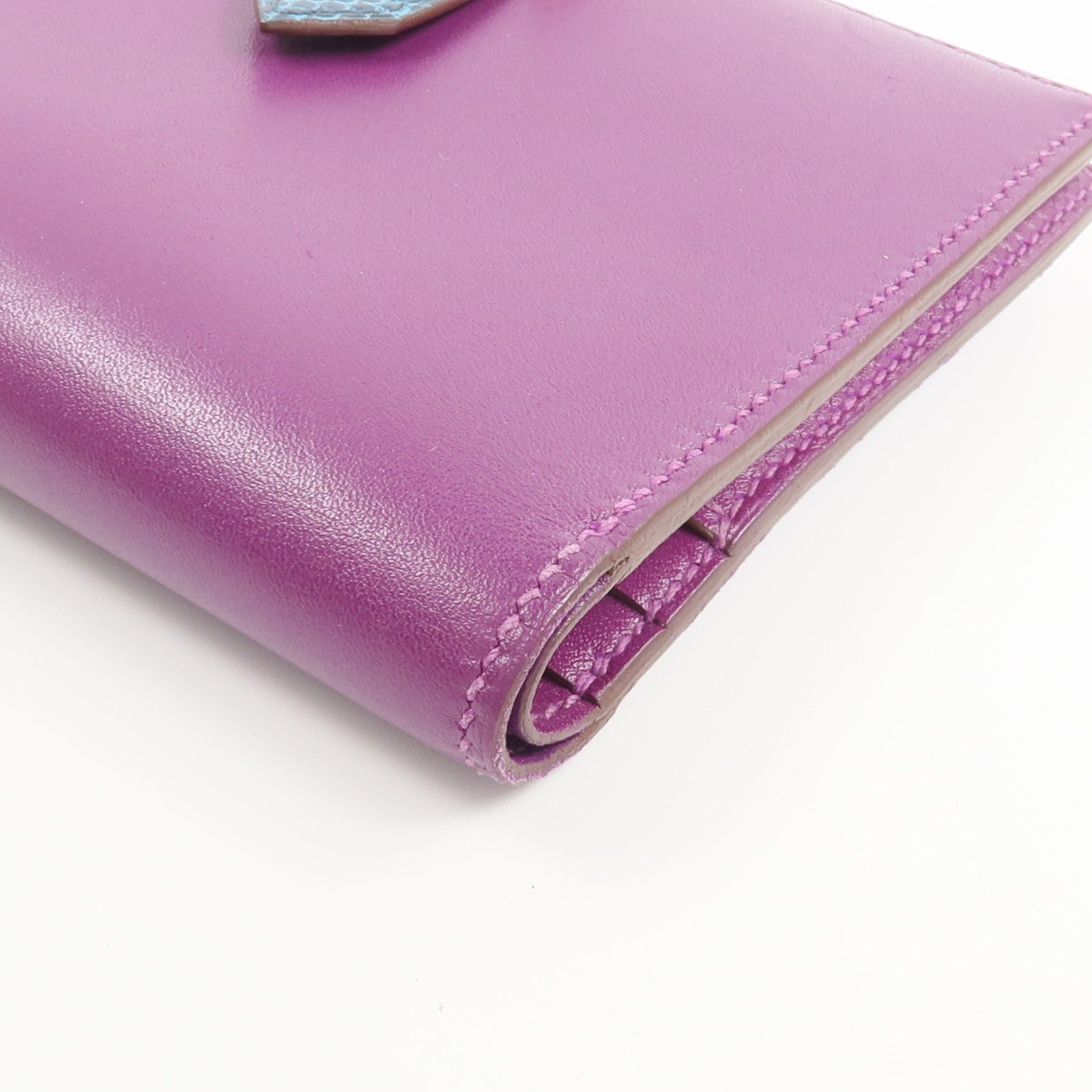 HERMES Tadelakt 皮革/蜥蝪皮革Bearn Compact Wallet錢包Anemone