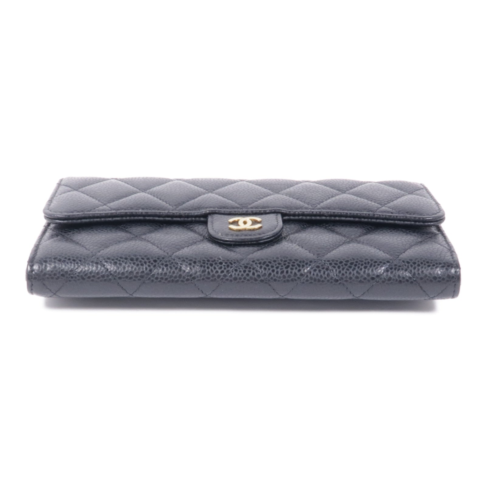 CHANEL 牛皮皮革Long Wallet金扣長錢包