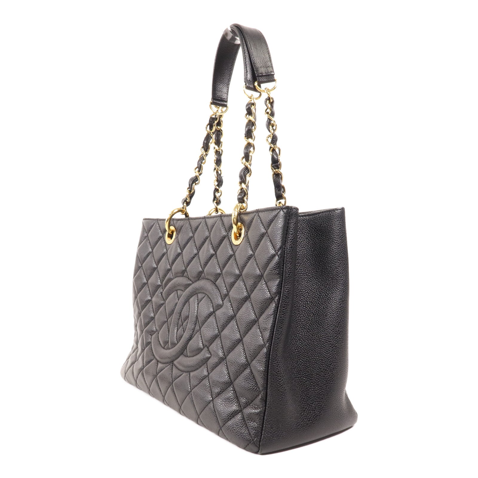 CHANEL 牛皮皮革GST Grand Shopping Tote Bag金扣鏈帶肩背袋