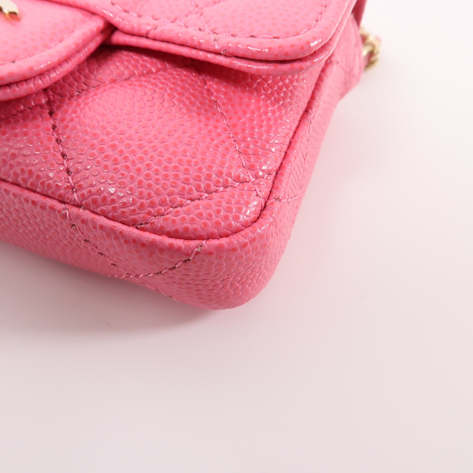 CHANEL 牛皮皮革Chain Waist Bag金扣腰包粉紅色