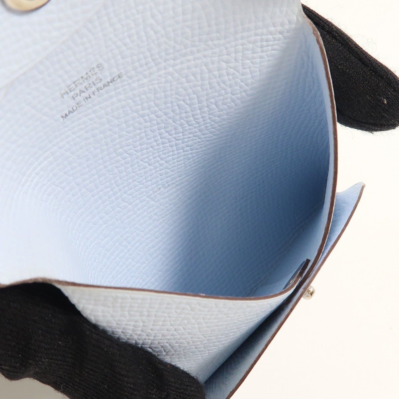 HERMES Epsom皮Bastia Change Purse銀扣零錢包Bleu Pale淺藍色