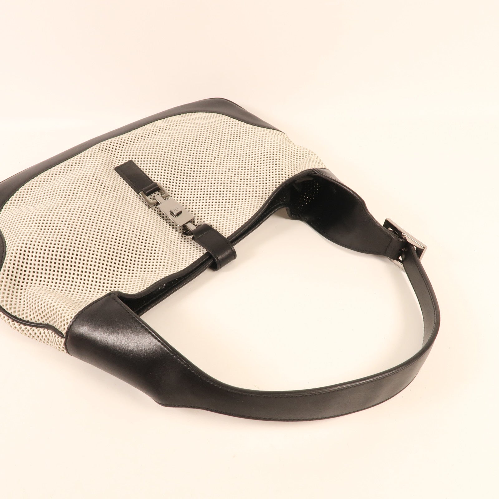 GUCCI 帆布Shoulder Bag銀扣肩背袋