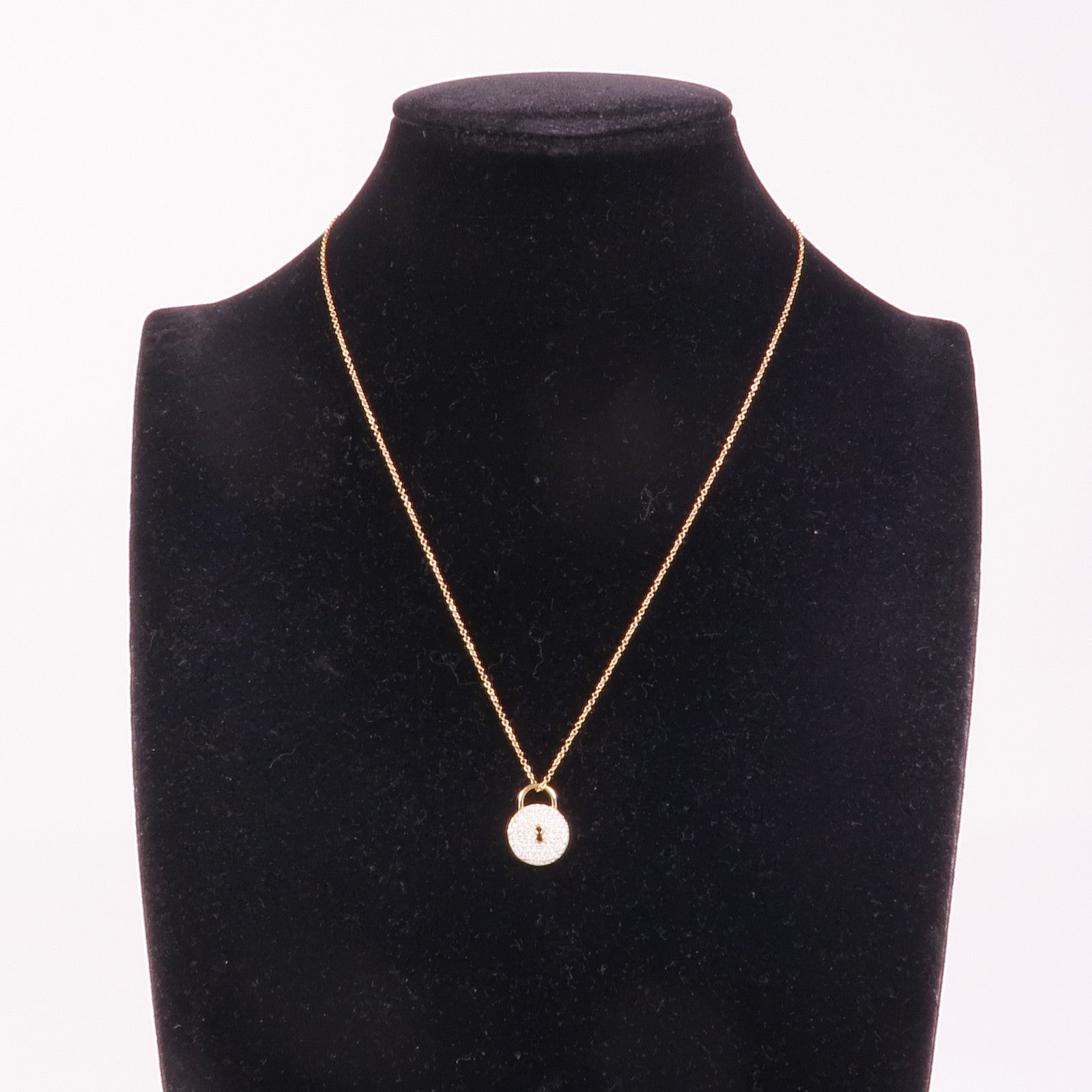 TIFFANY＆CO 18K玫瑰金Lock Necklace鑽石項鍊