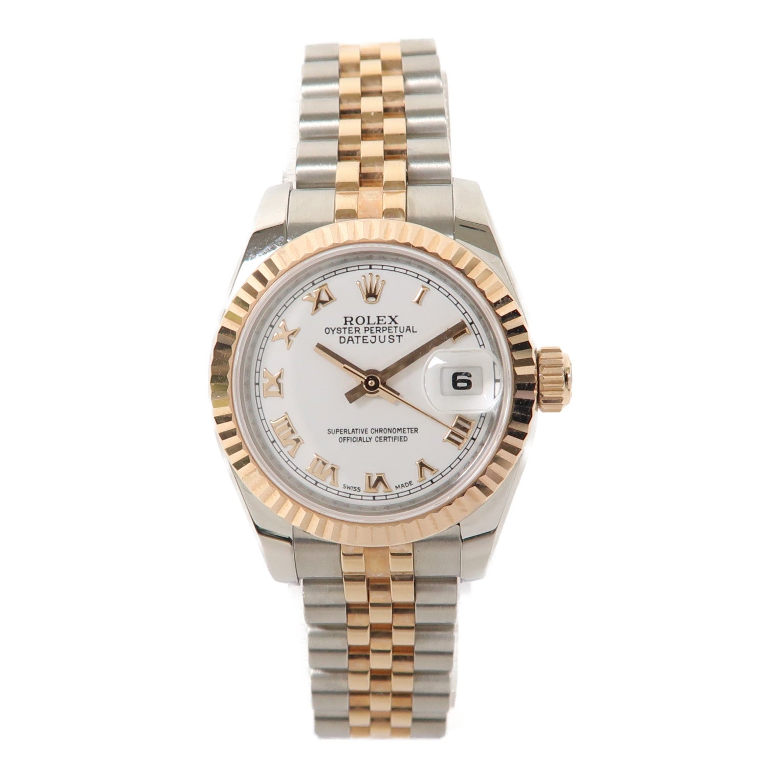 ROLEX 18K玫瑰金/不鏽鋼 Datejust自動機芯手錶白色