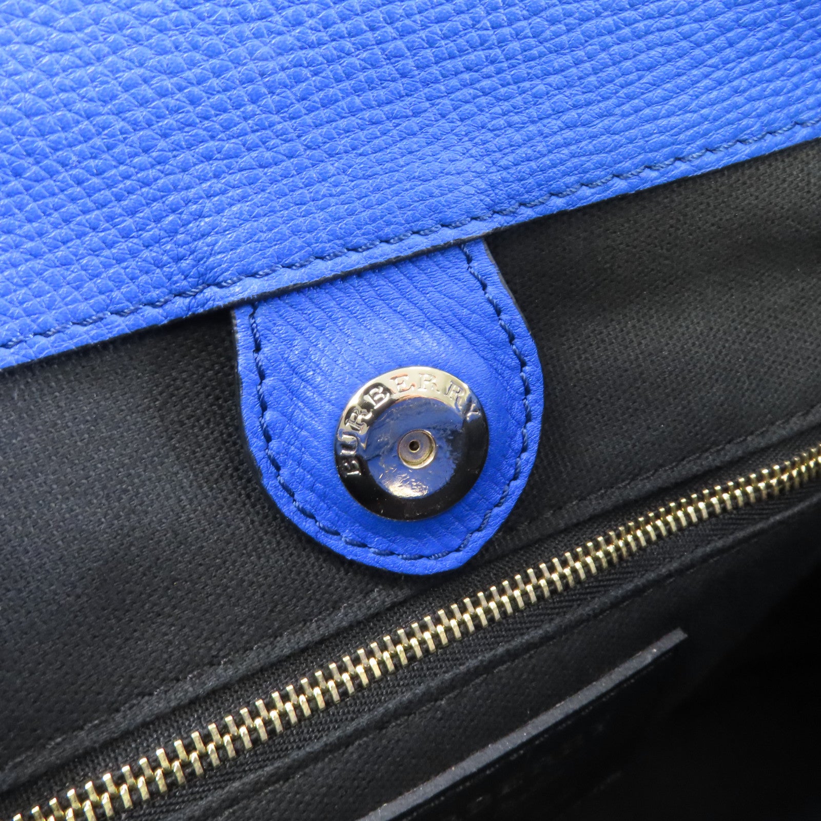 BURBERRY 牛皮皮革2way Shoulder Bag金扣手挽肩背兩用袋藍色