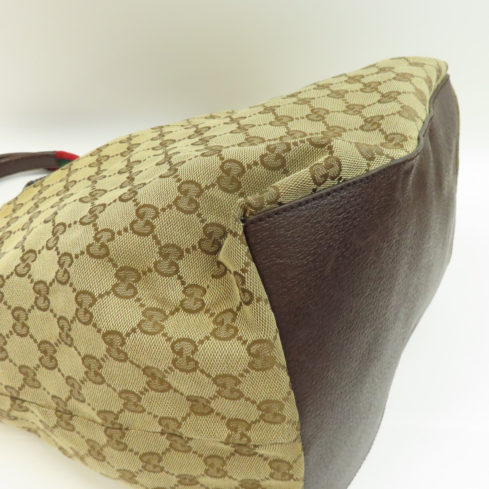 GUCCI 帆布Tote Bag銀扣手挽袋啡色
