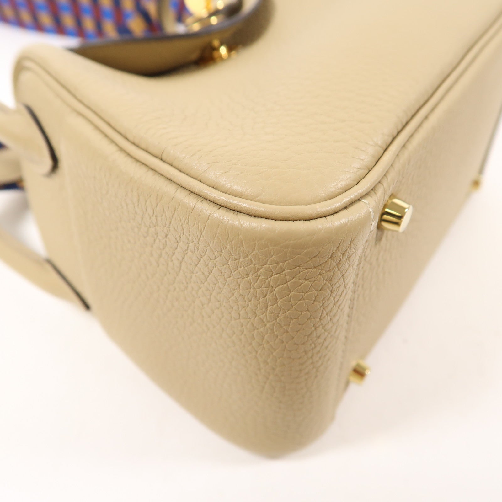 HERMES Clemence皮革Mini Lindy金扣手挽肩背兩用袋Trench